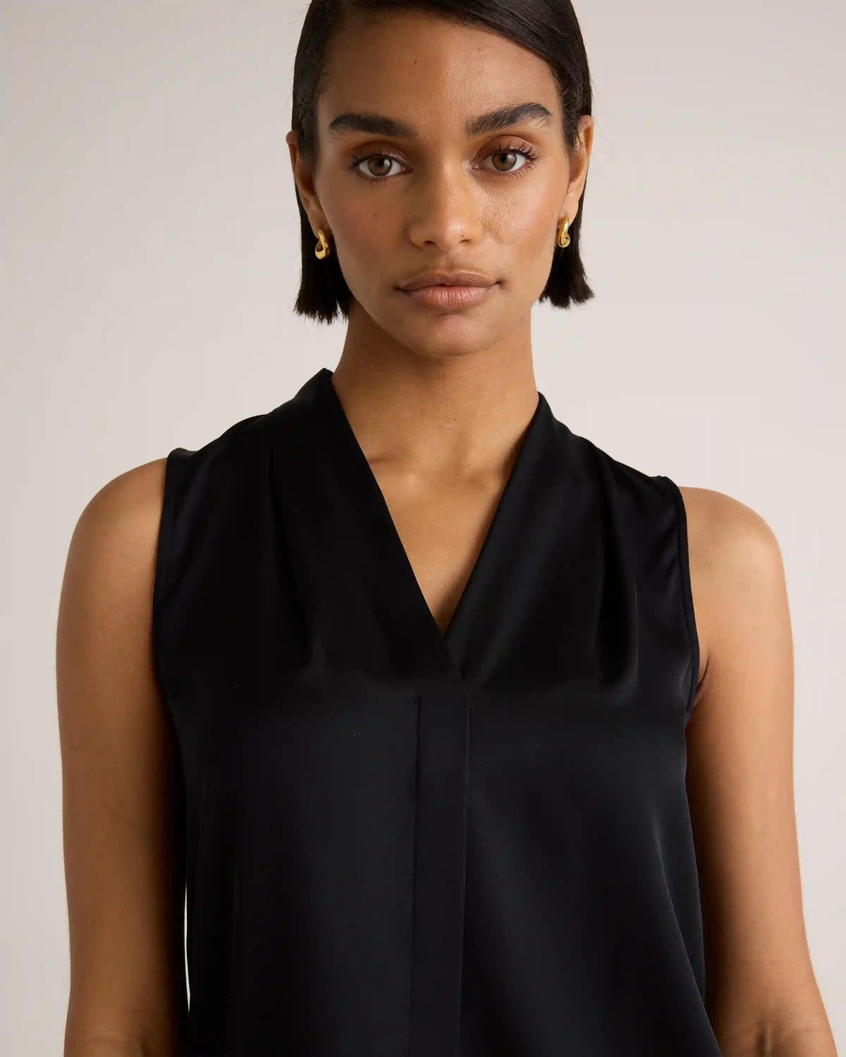Washable Stretch Silk Sleeveless Blouse