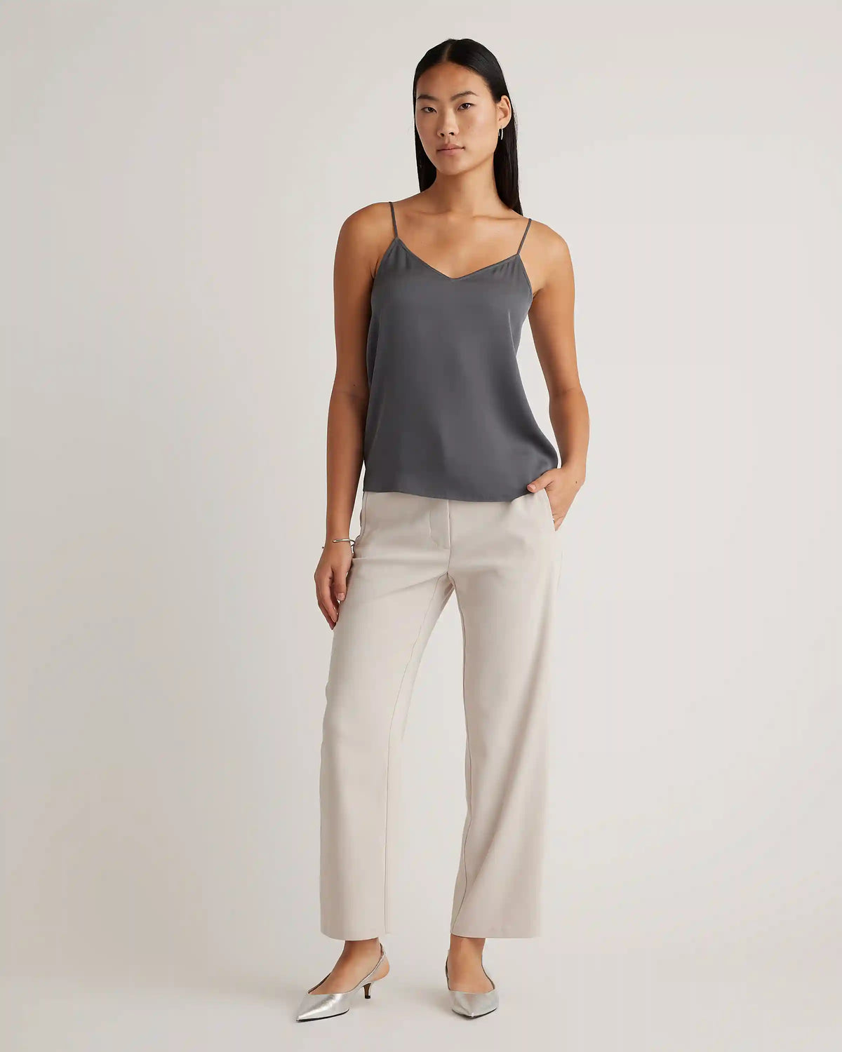 Washable Stretch Silk V-Neck Cami