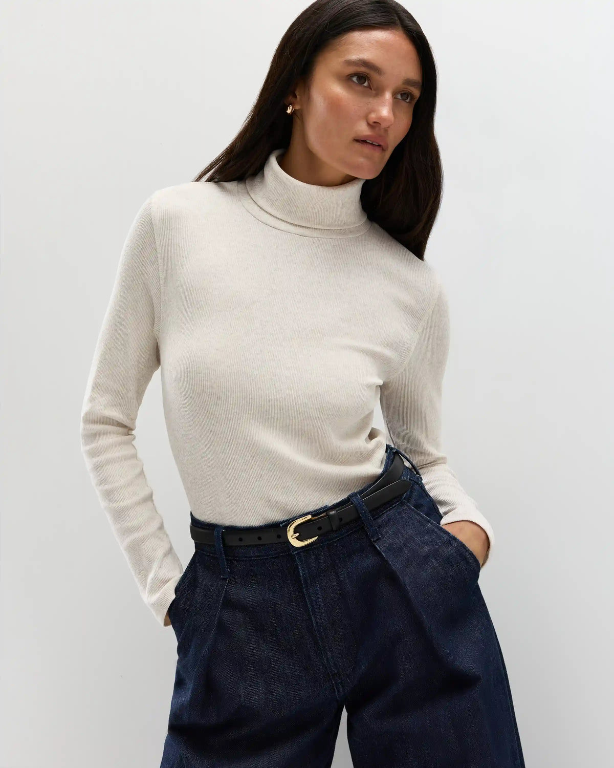 Organic Cotton Micro-Rib Turtleneck