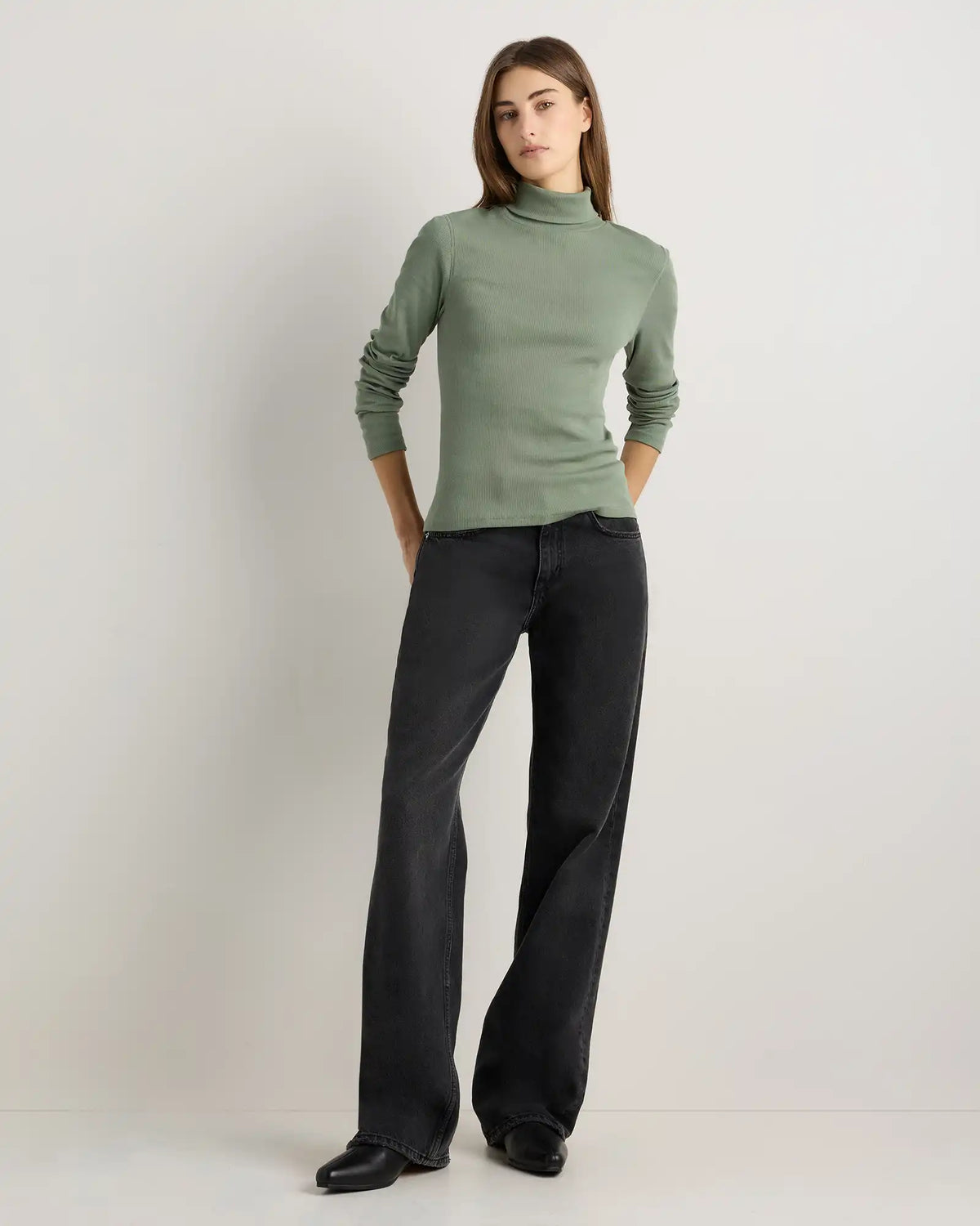 Organic Cotton Micro-Rib Turtleneck