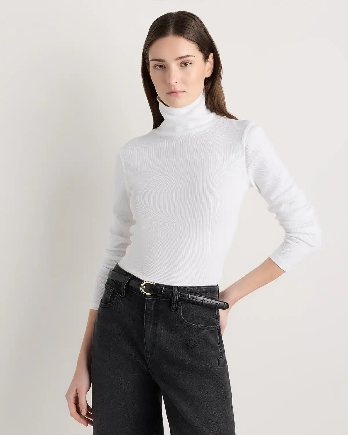 Organic Cotton Micro-Rib Turtleneck