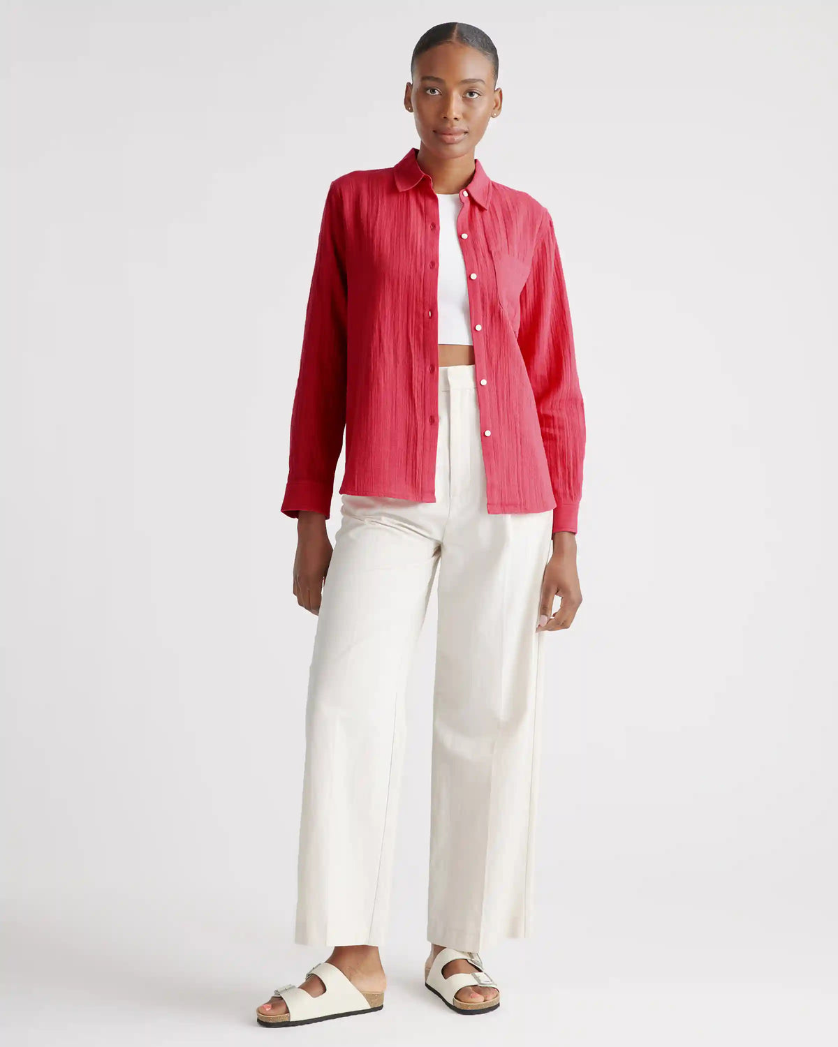 100% Organic Cotton Gauze Long Sleeve Shirt