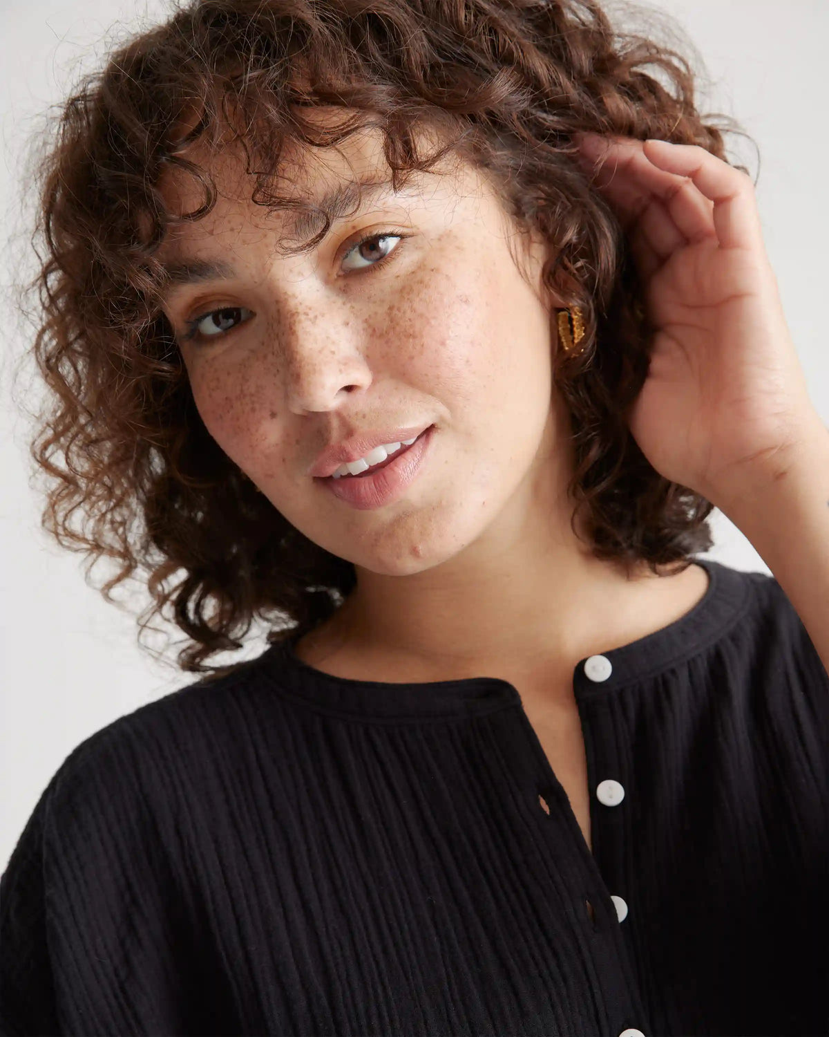 100% Organic Cotton Gauze Roll Sleeve Shirt