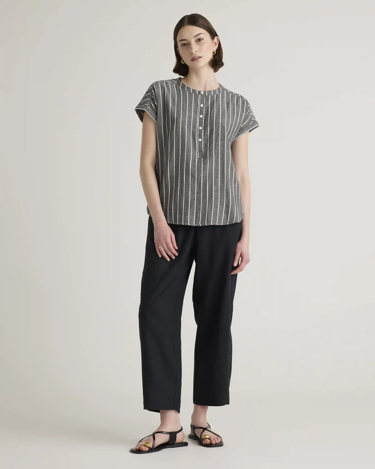 100% Organic Cotton Gauze Roll Sleeve Shirt