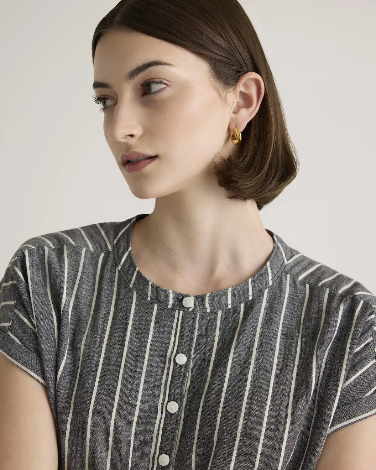 100% Organic Cotton Gauze Roll Sleeve Shirt