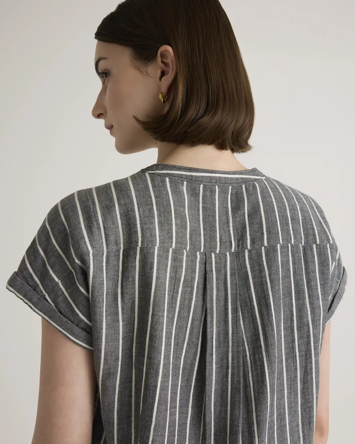 100% Organic Cotton Gauze Roll Sleeve Shirt