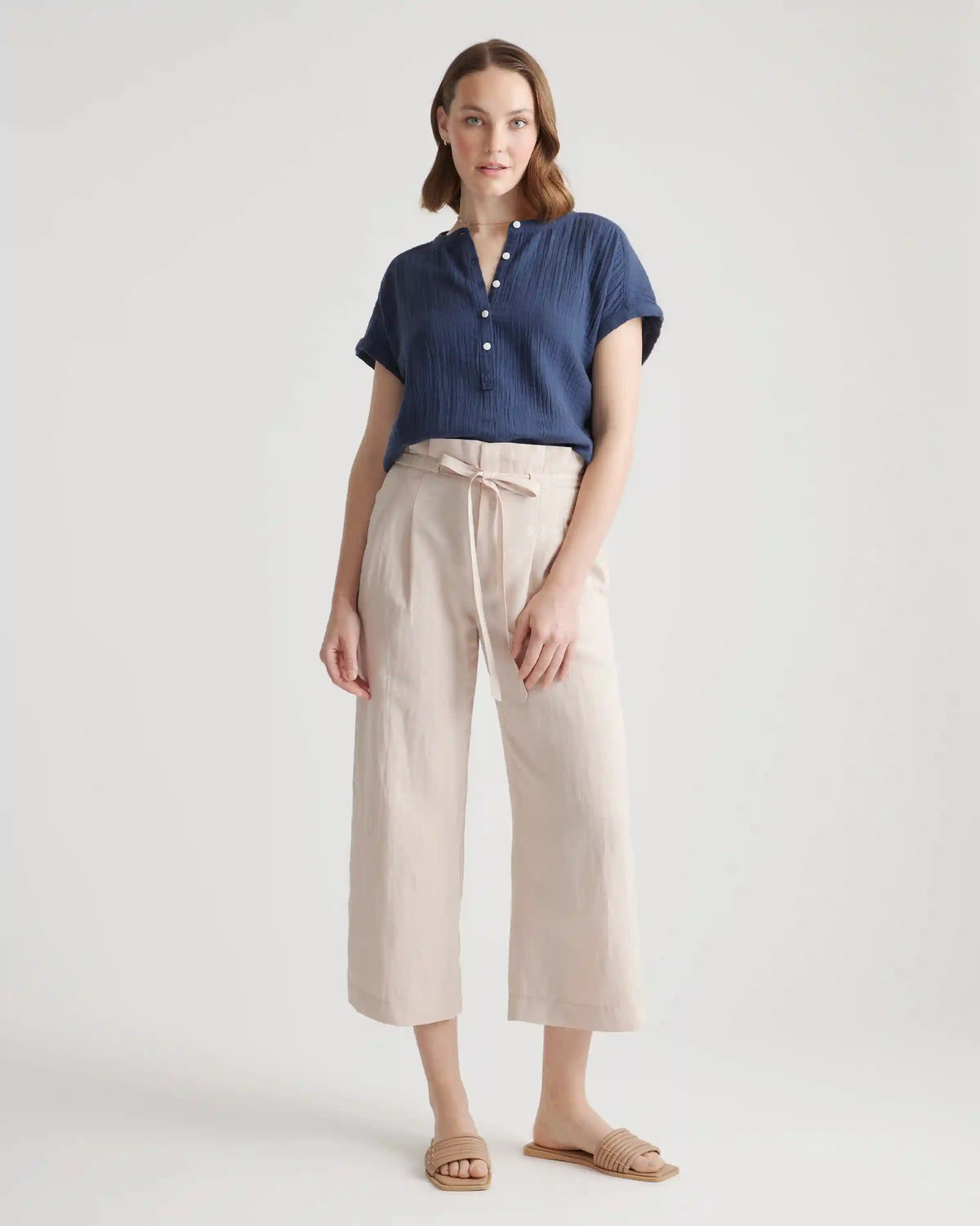 100% Organic Cotton Gauze Roll Sleeve Shirt