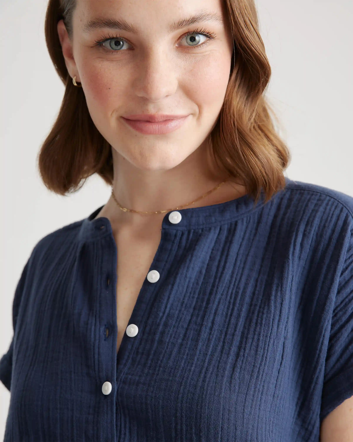 100% Organic Cotton Gauze Roll Sleeve Shirt