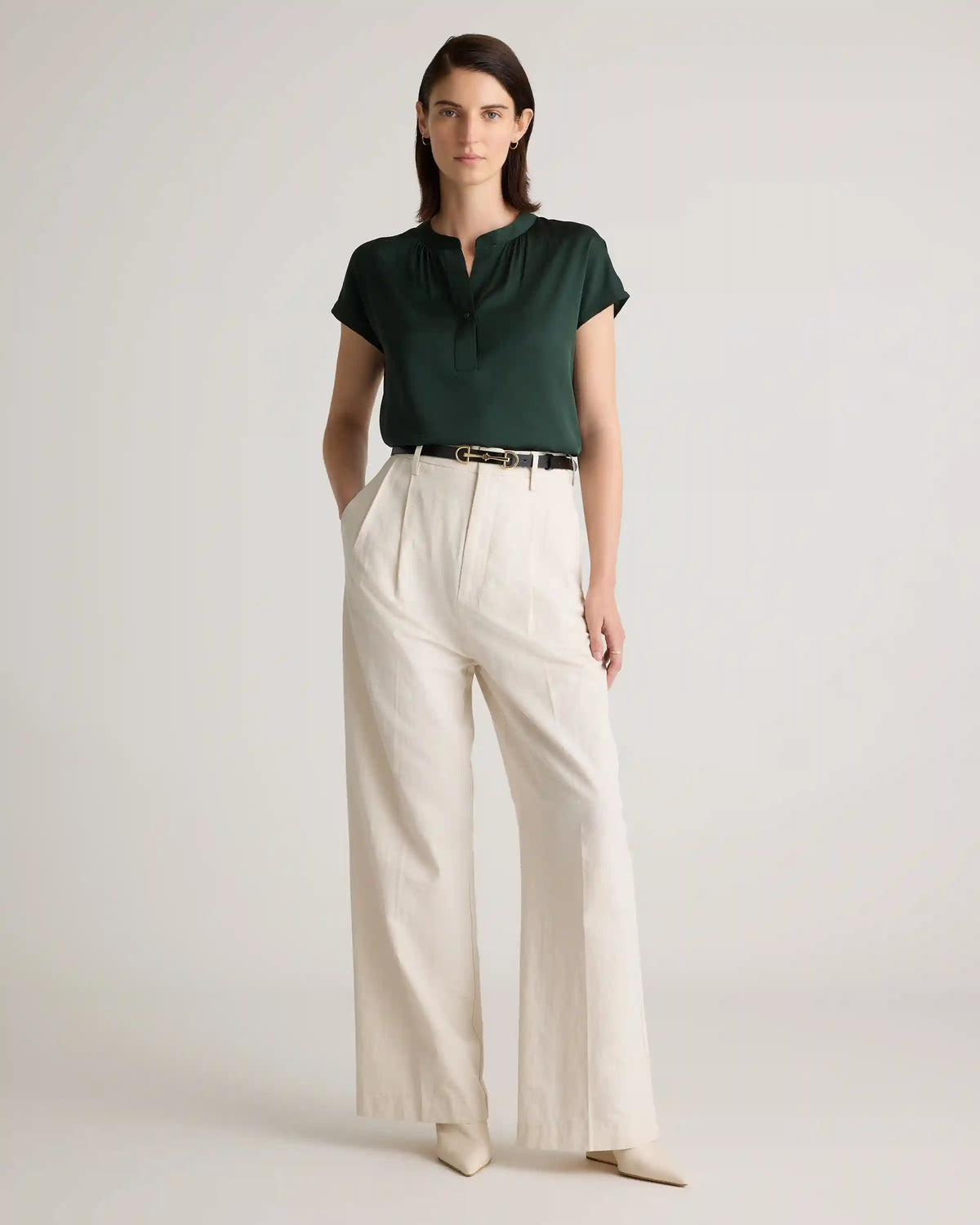 Washable Stretch Silk Dolman Sleeve Blouse