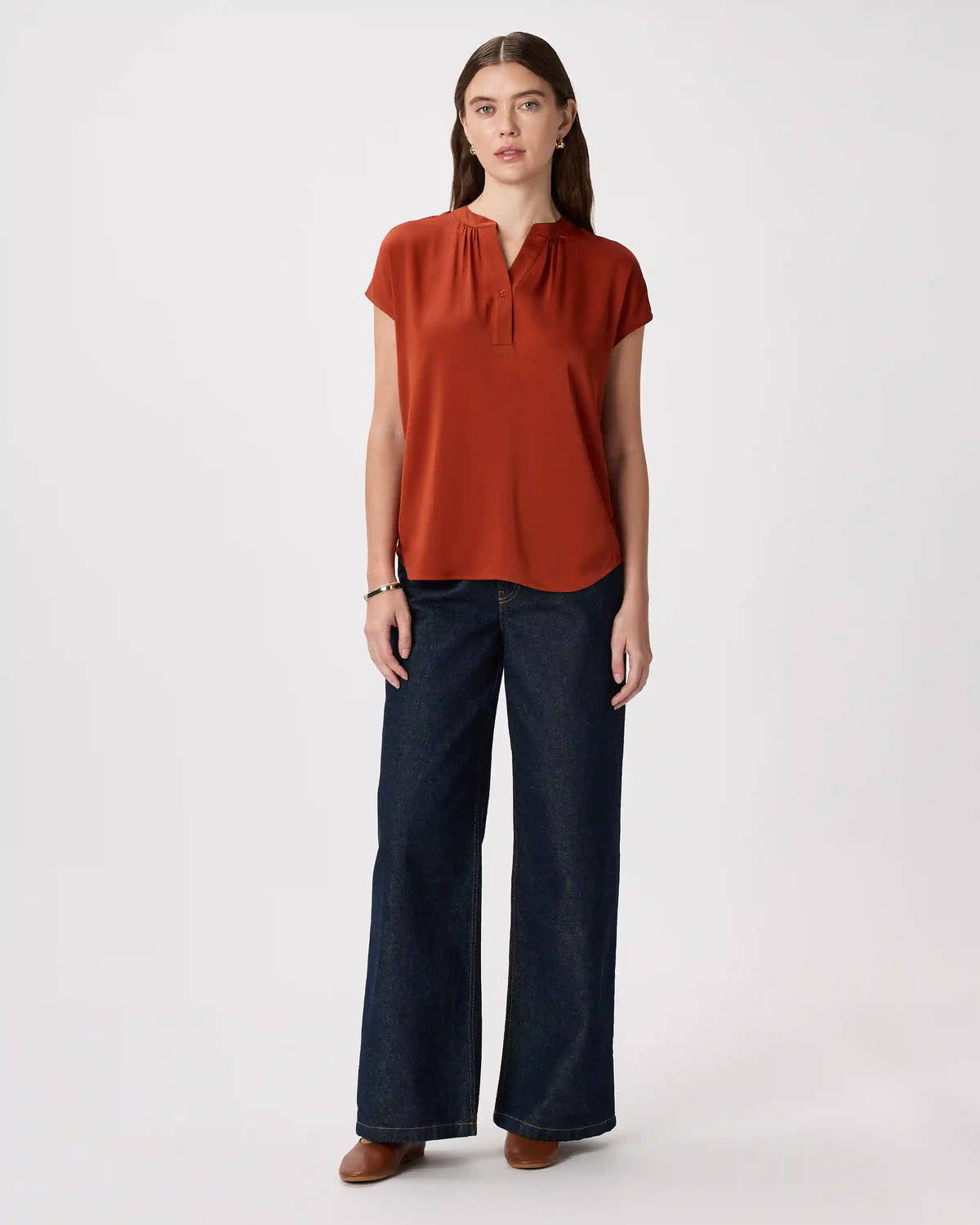 Washable Stretch Silk Dolman Sleeve Blouse