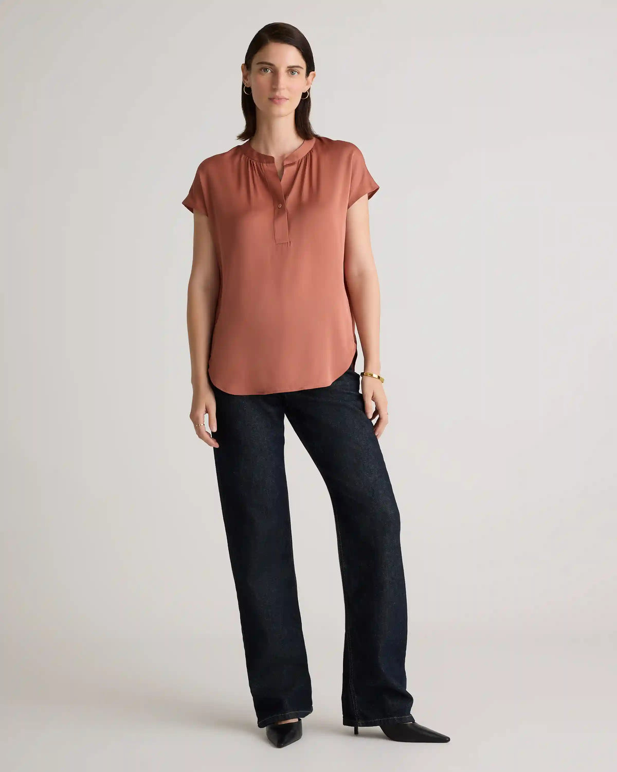 Washable Stretch Silk Dolman Sleeve Blouse