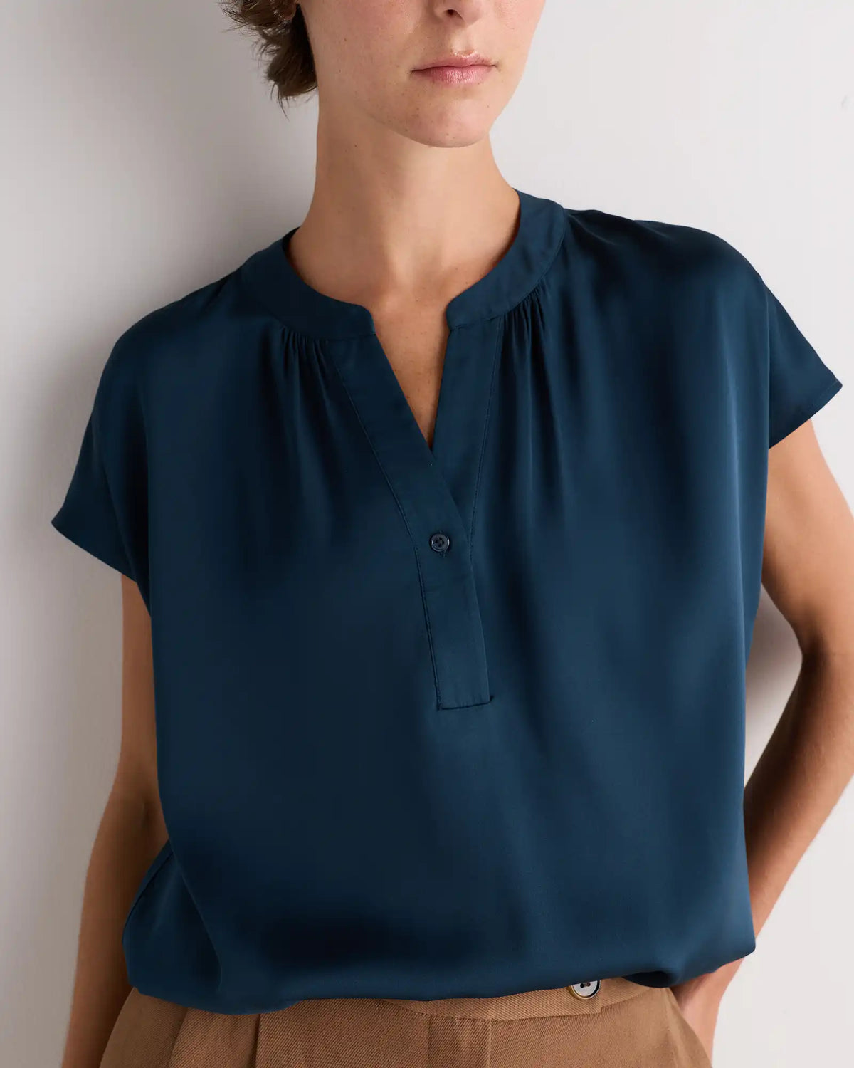 Washable Stretch Silk Dolman Sleeve Blouse