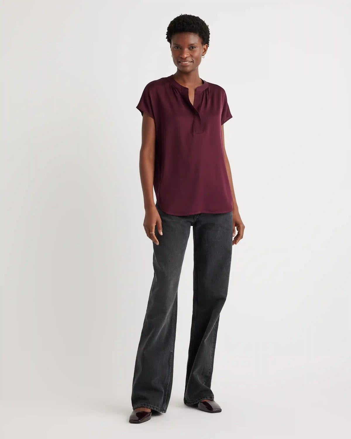 Washable Stretch Silk Dolman Sleeve Blouse