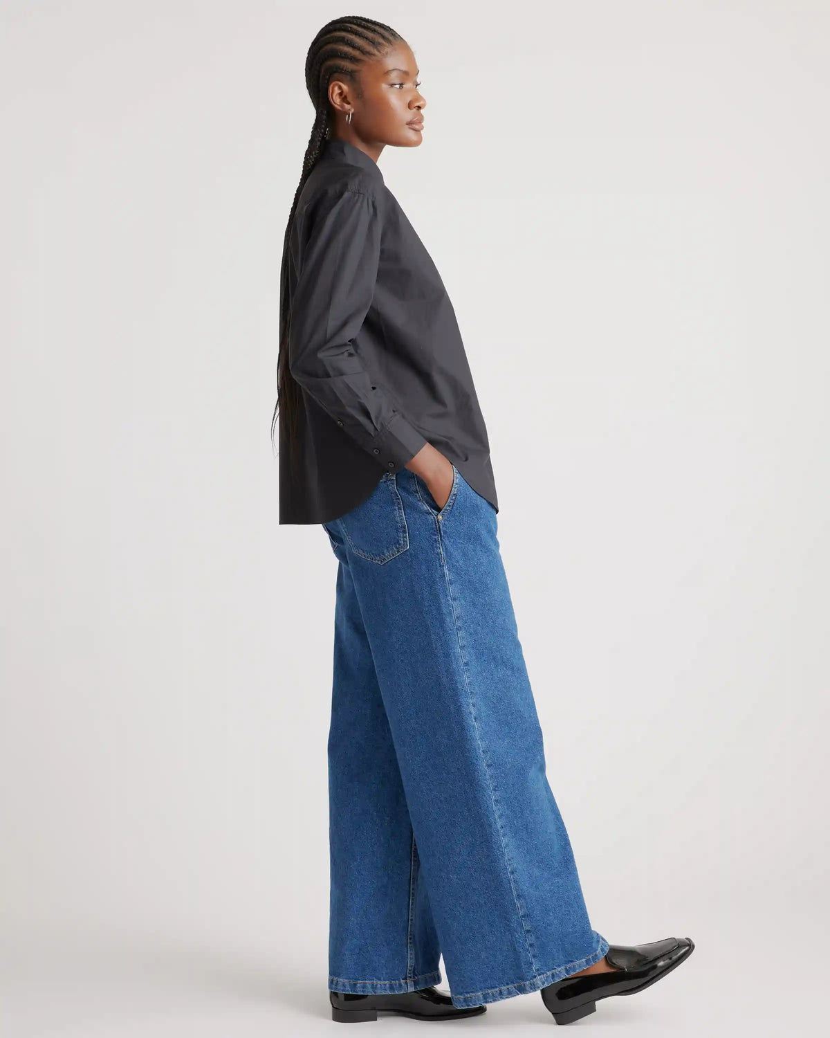 100% Organic Cotton Poplin Long Sleeve Boyfriend Shirt