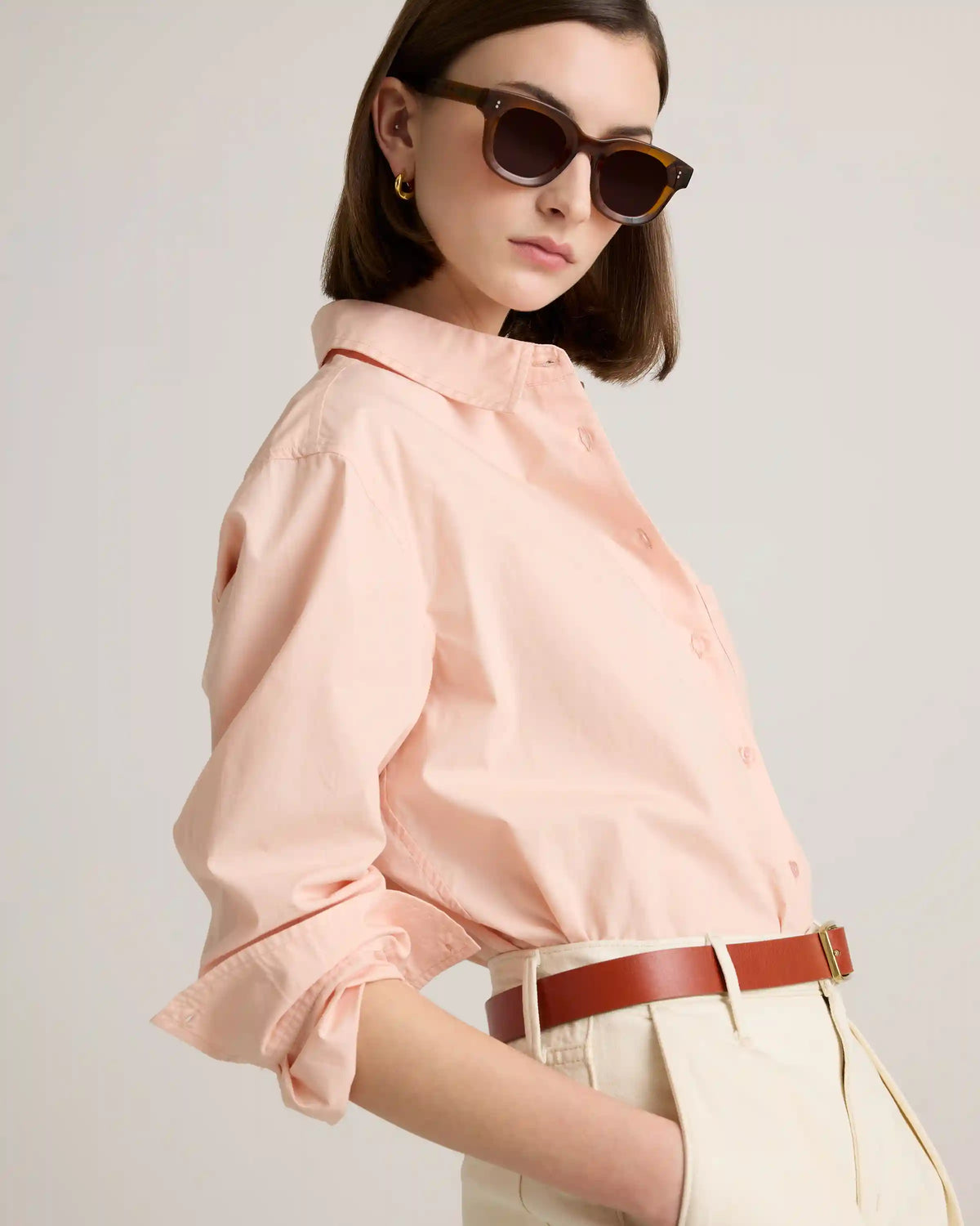 100% Organic Cotton Poplin Long Sleeve Boyfriend Shirt