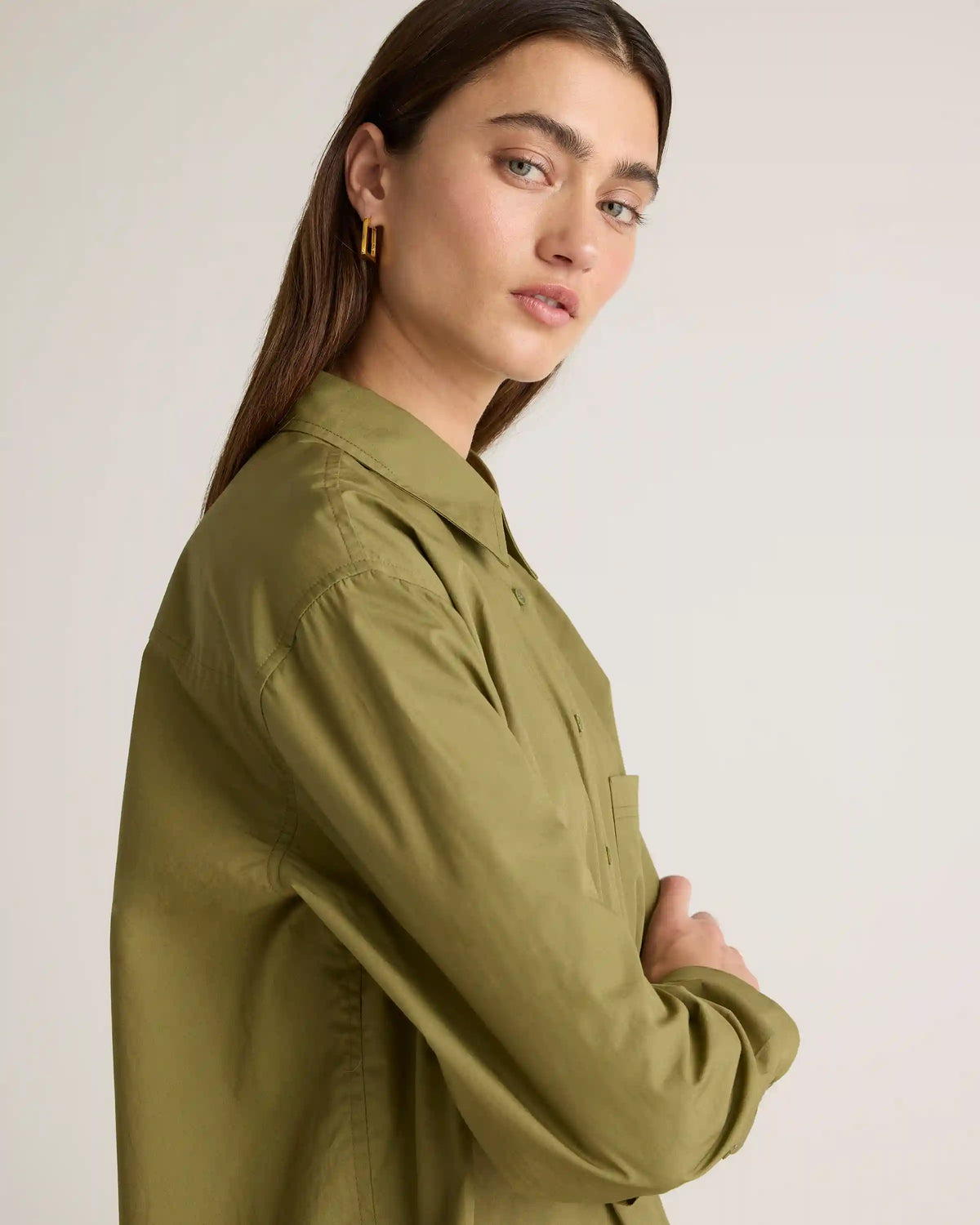 100% Organic Cotton Poplin Long Sleeve Boyfriend Shirt