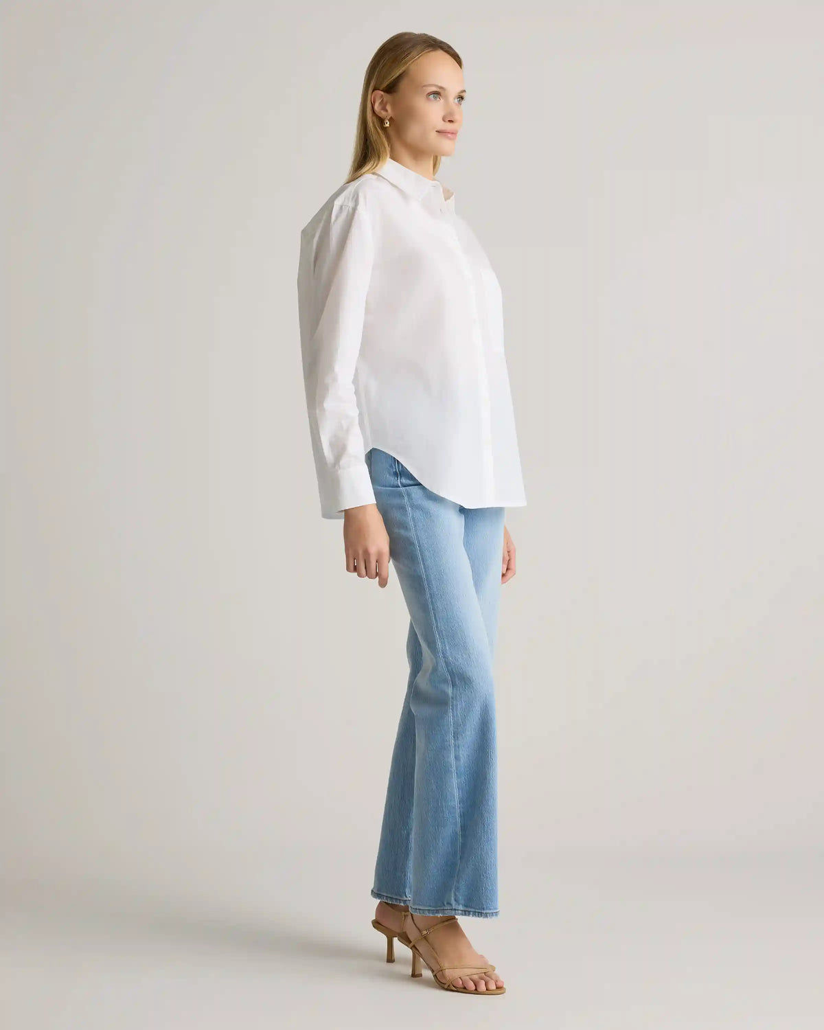 100% Organic Cotton Poplin Long Sleeve Boyfriend Shirt