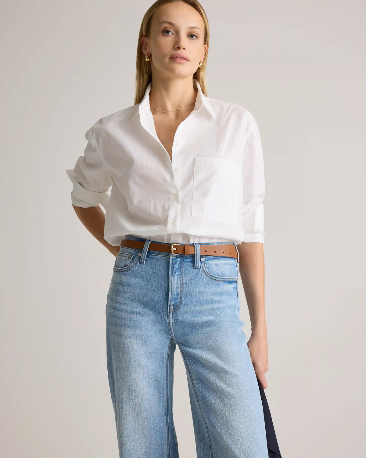 100% Organic Cotton Poplin Long Sleeve Boyfriend Shirt