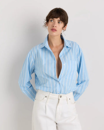 100% Organic Cotton Poplin Long Sleeve Boyfriend Shirt