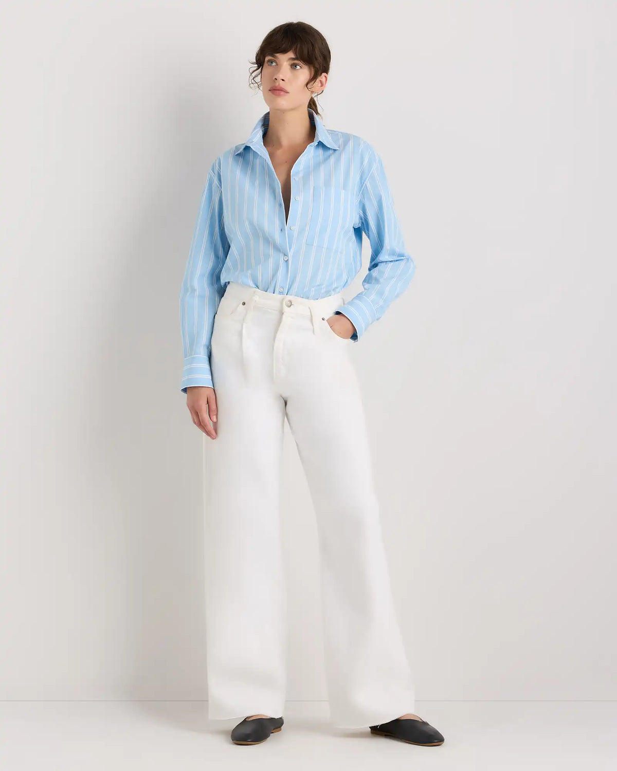 100% Organic Cotton Poplin Long Sleeve Boyfriend Shirt
