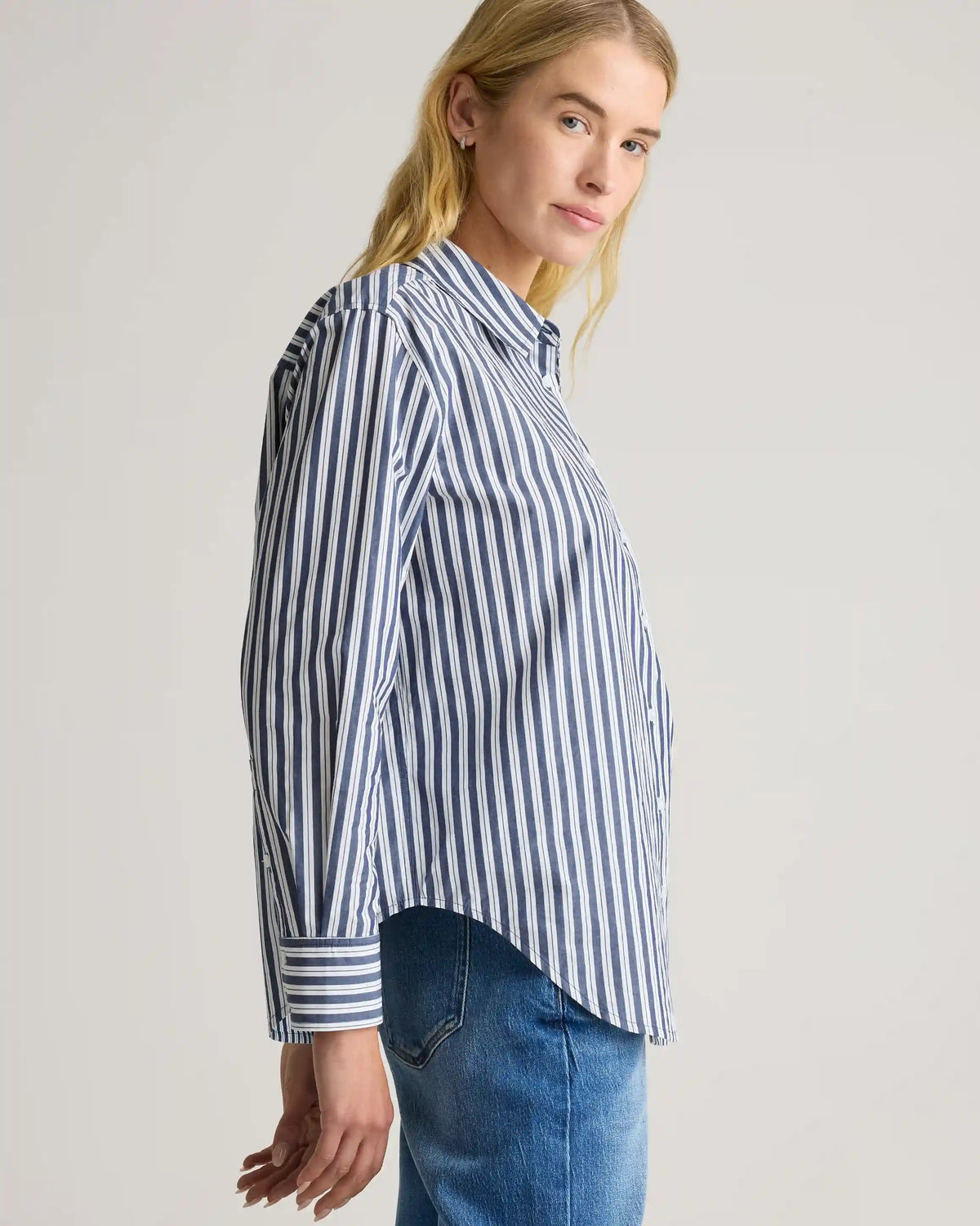 100% Organic Cotton Poplin Long Sleeve Boyfriend Shirt