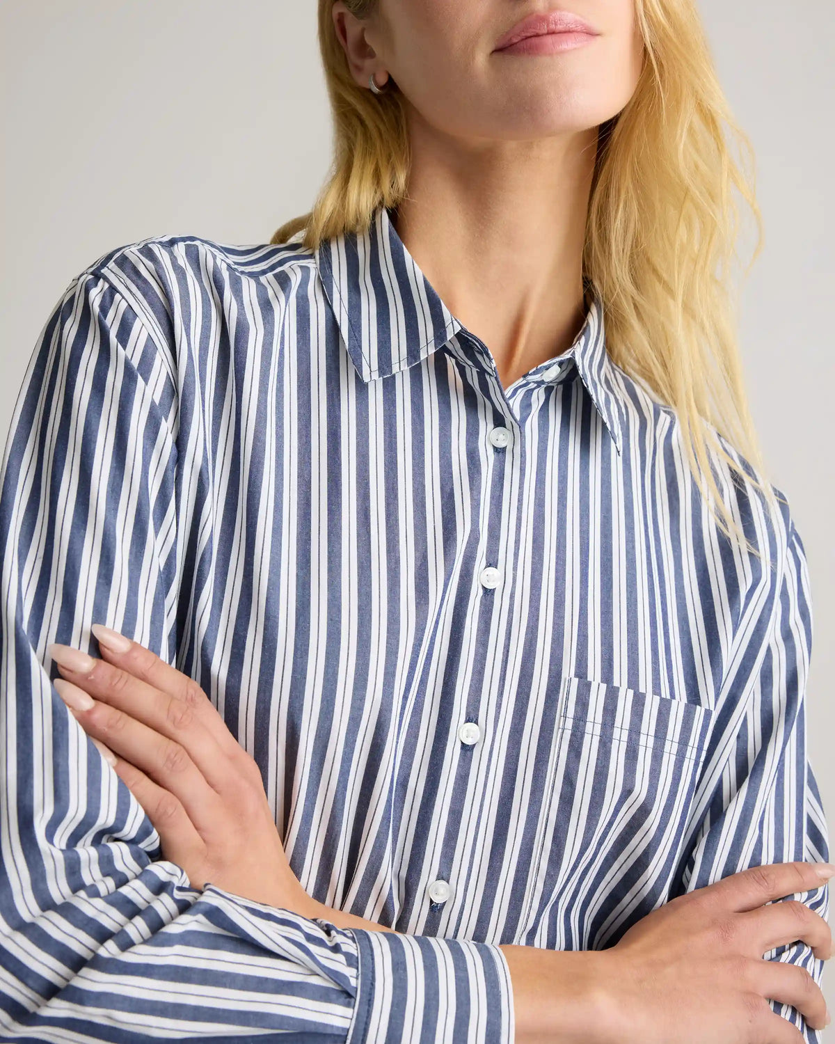 100% Organic Cotton Poplin Long Sleeve Boyfriend Shirt