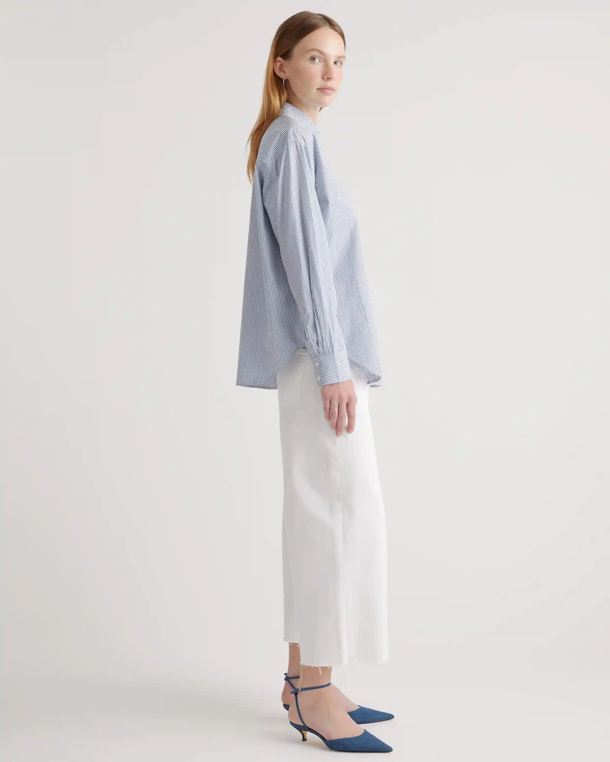 100% Organic Cotton Poplin Long Sleeve Boyfriend Shirt