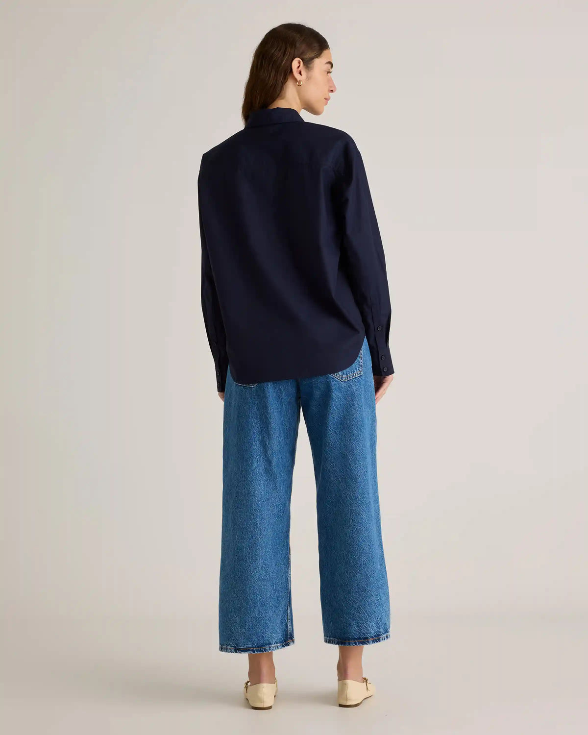 100% Organic Cotton Poplin Long Sleeve Boyfriend Shirt