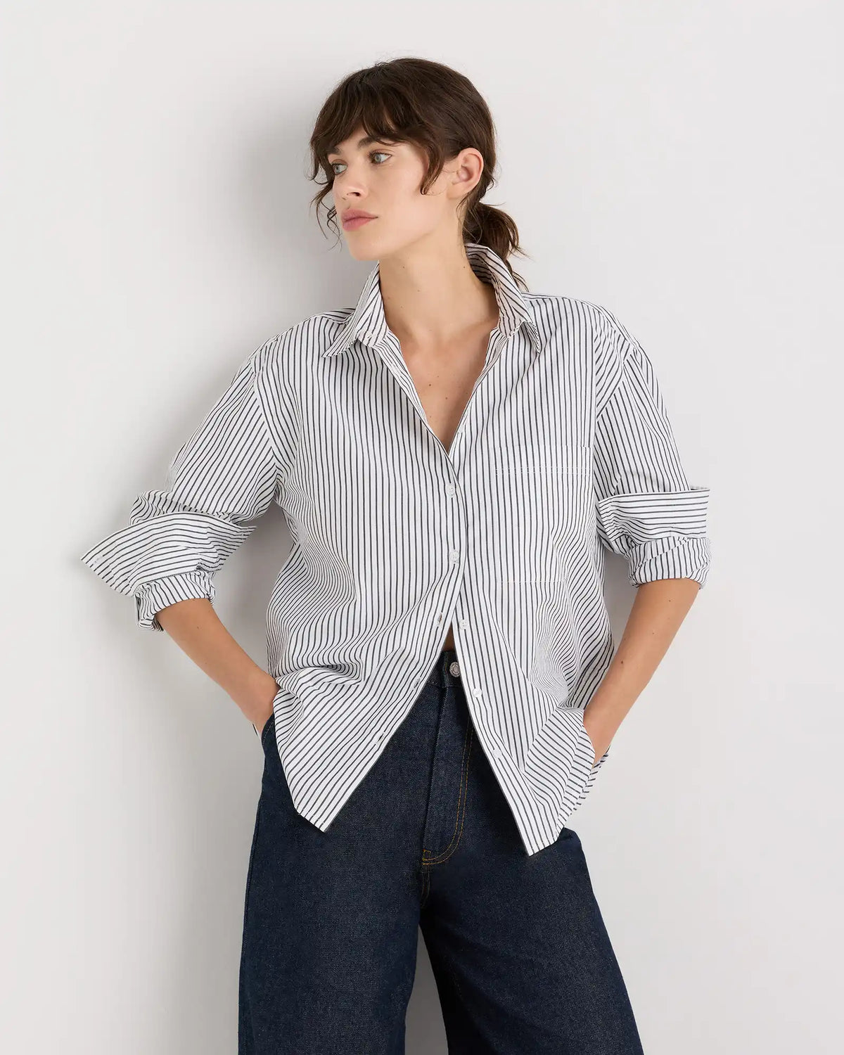 100% Organic Cotton Poplin Long Sleeve Boyfriend Shirt