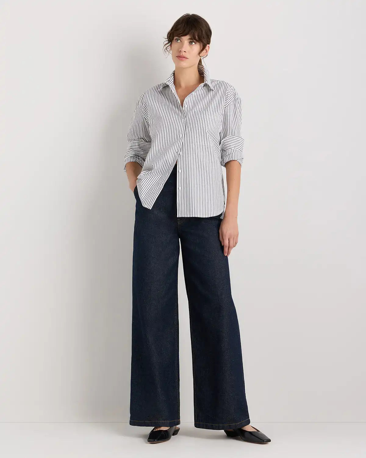 100% Organic Cotton Poplin Long Sleeve Boyfriend Shirt