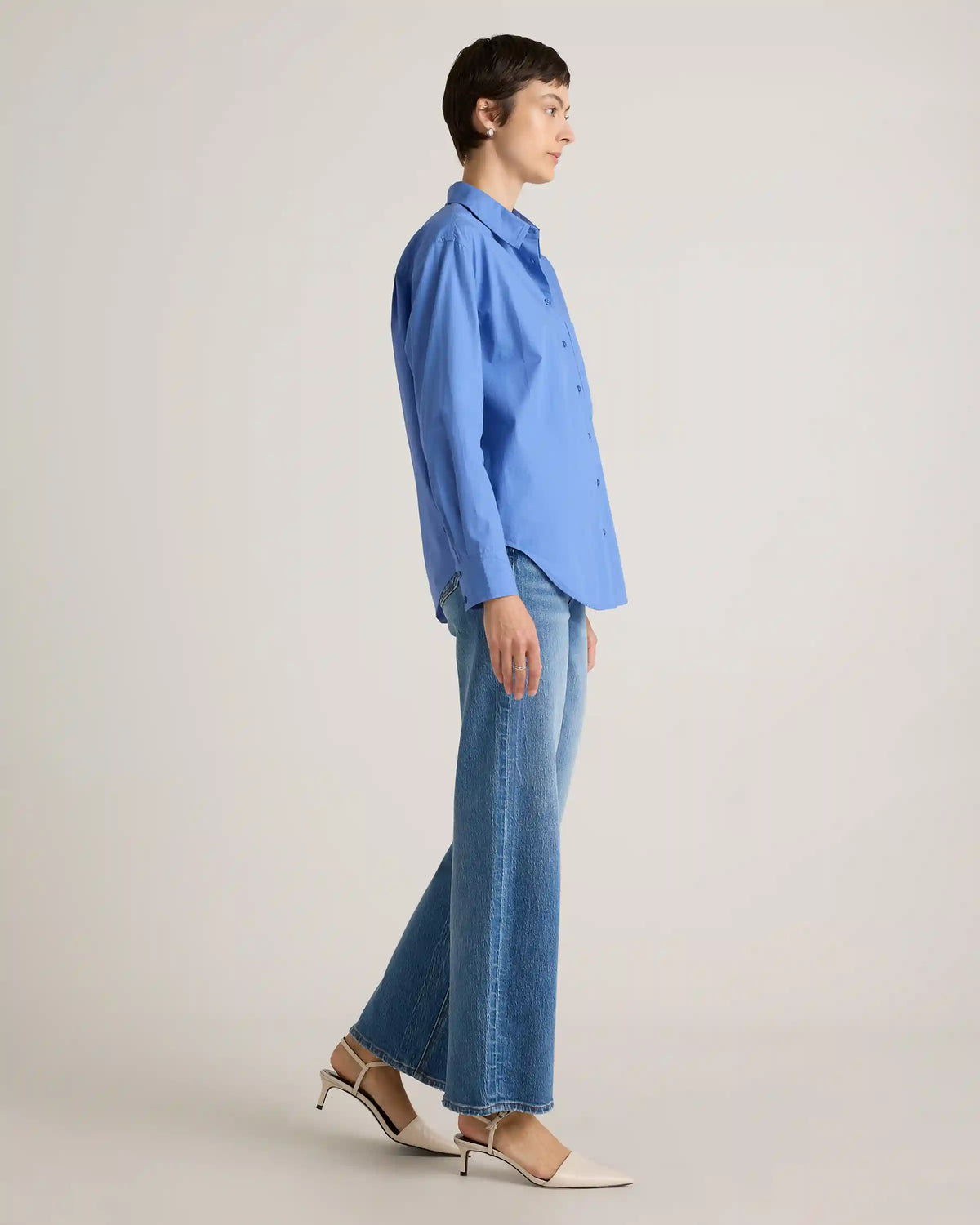 100% Organic Cotton Poplin Long Sleeve Boyfriend Shirt