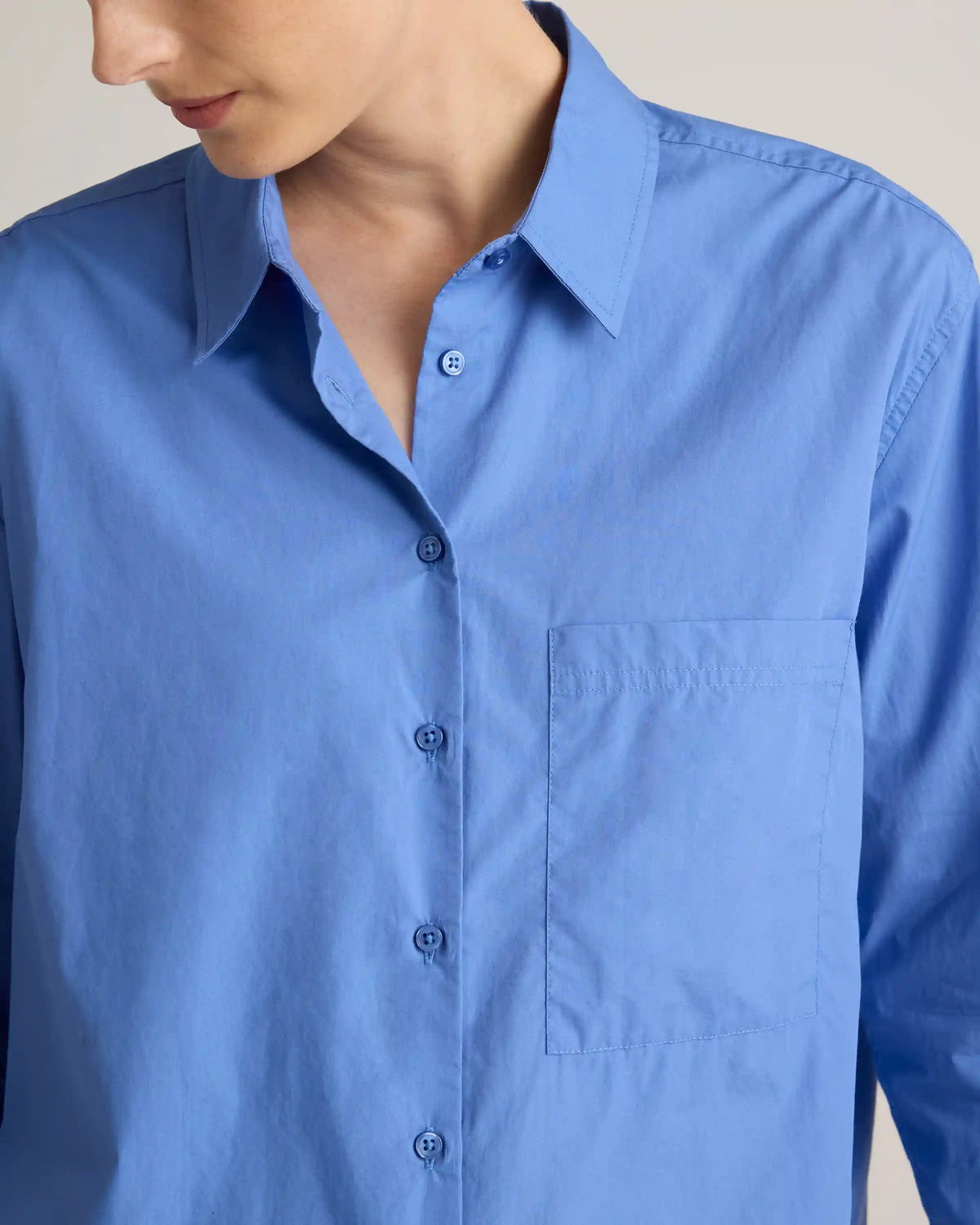 100% Organic Cotton Poplin Long Sleeve Boyfriend Shirt