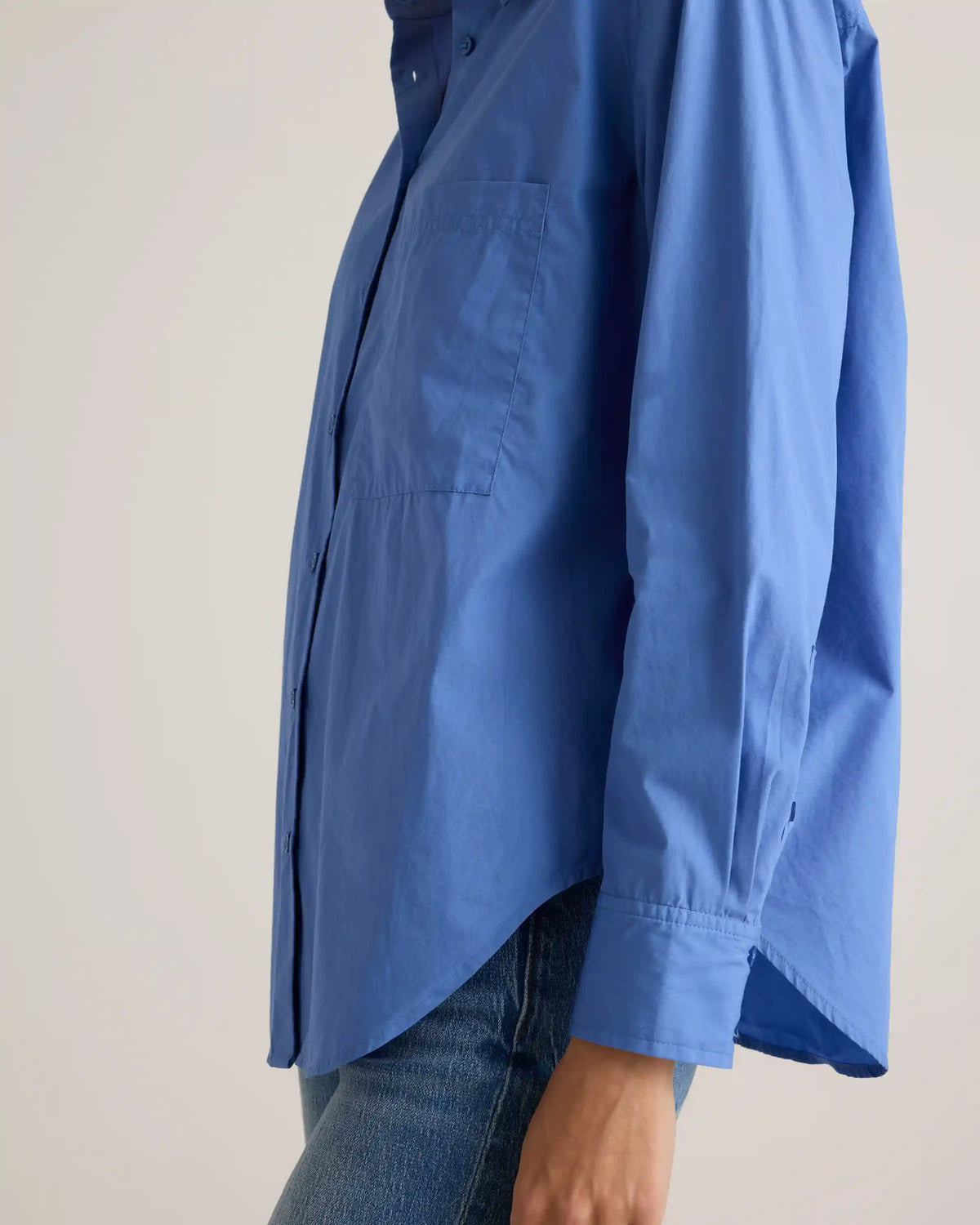 100% Organic Cotton Poplin Long Sleeve Boyfriend Shirt