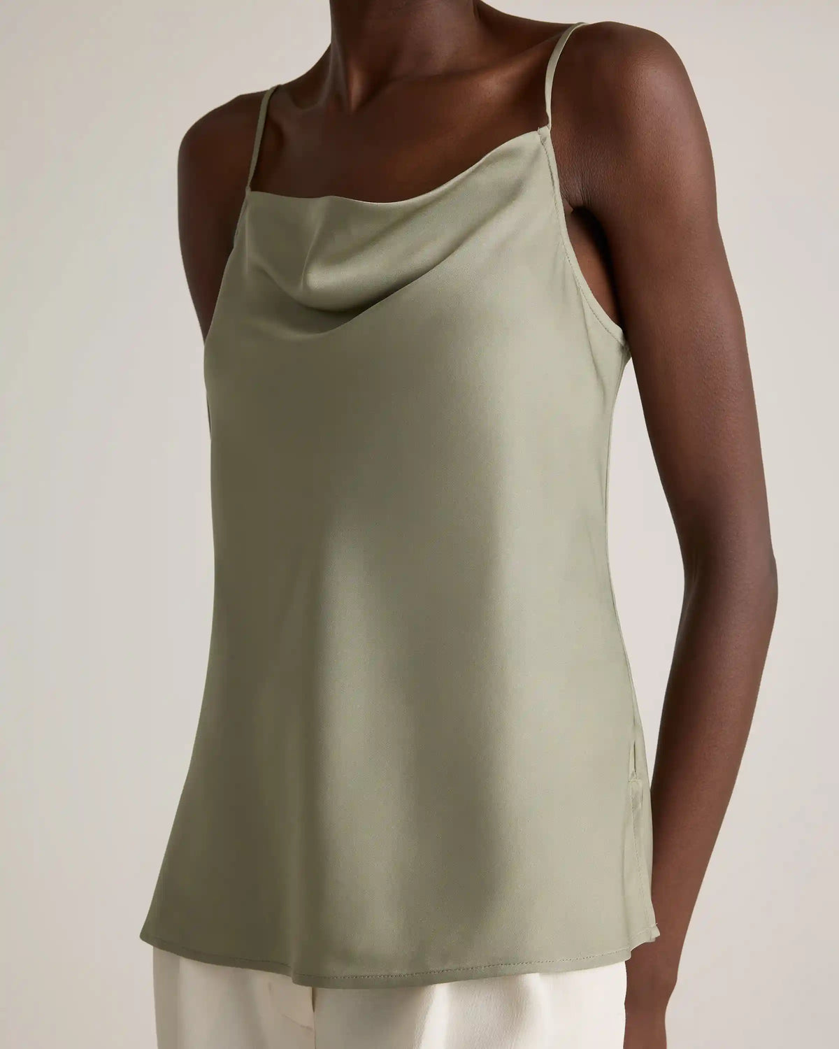 Washable Stretch Silk Cowl Neck Cami