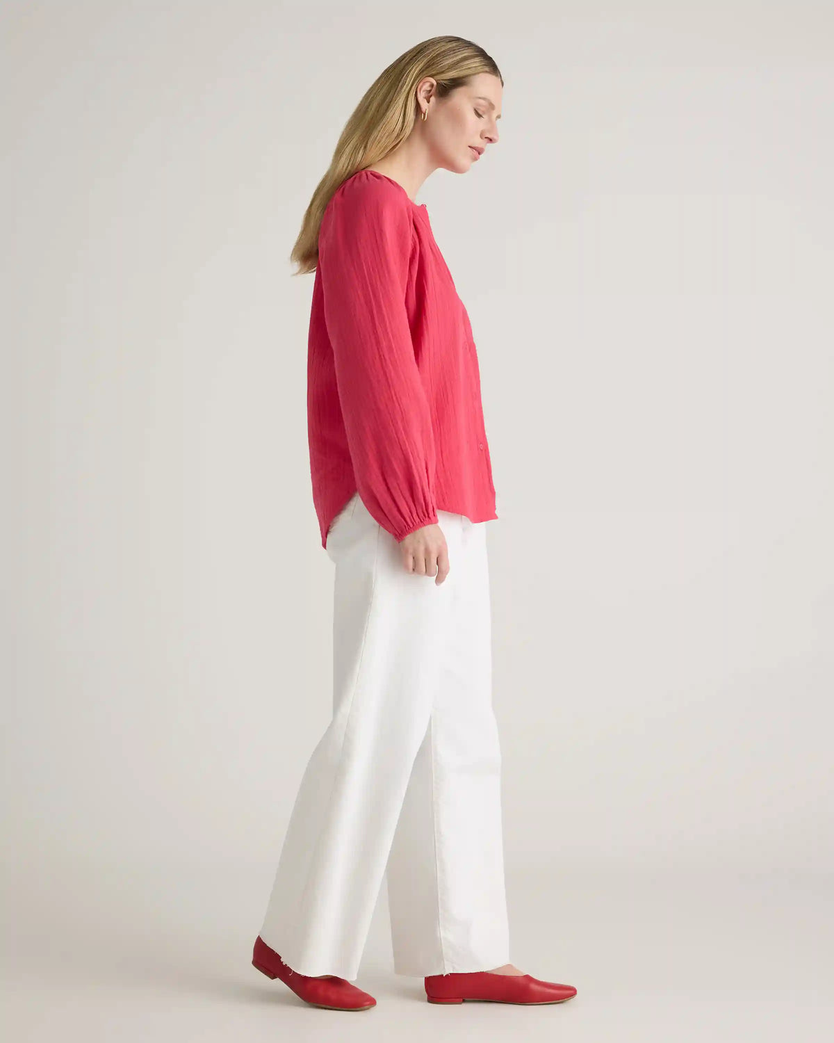 100% Organic Cotton Gauze Peasant Blouse