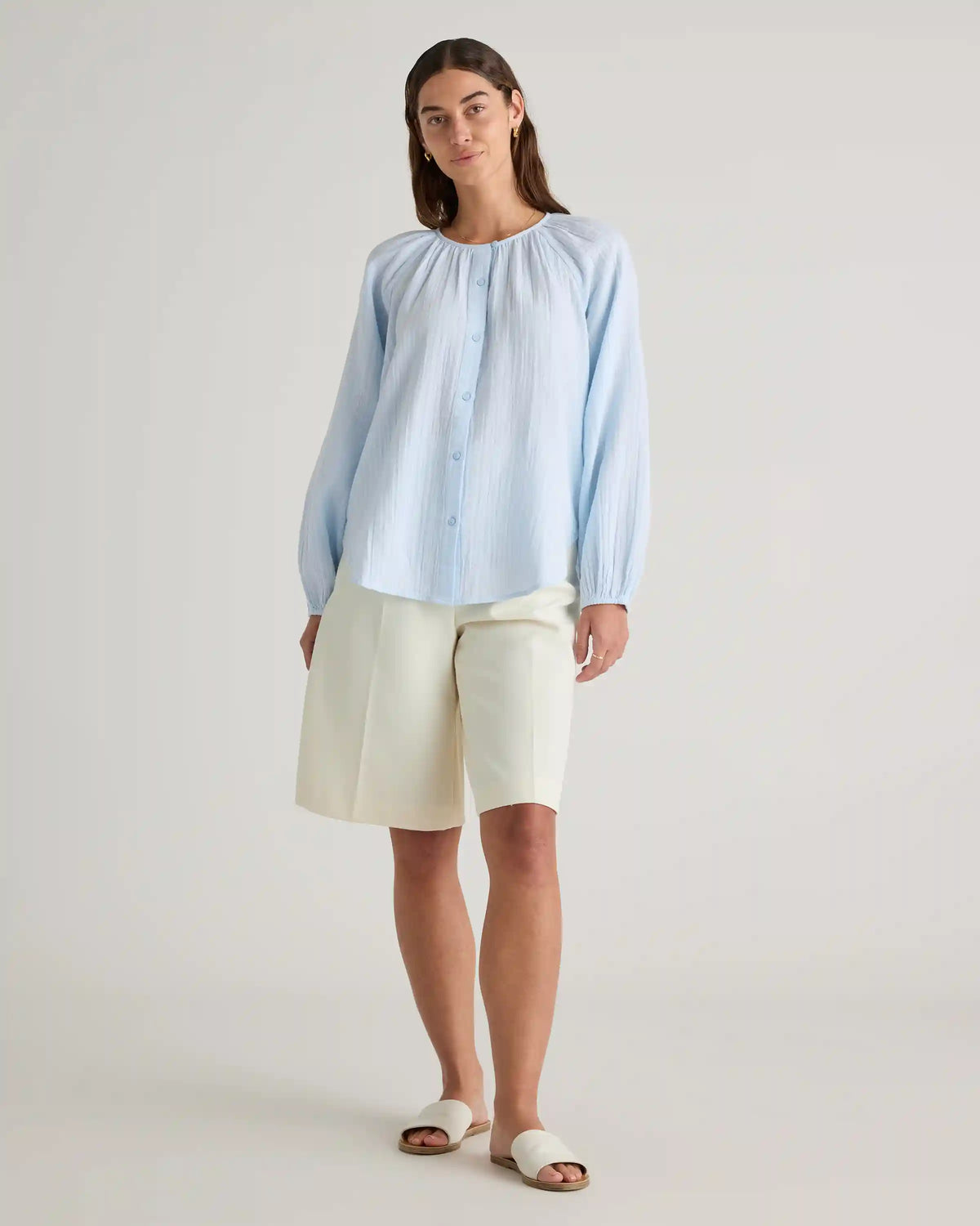 100% Organic Cotton Gauze Peasant Blouse