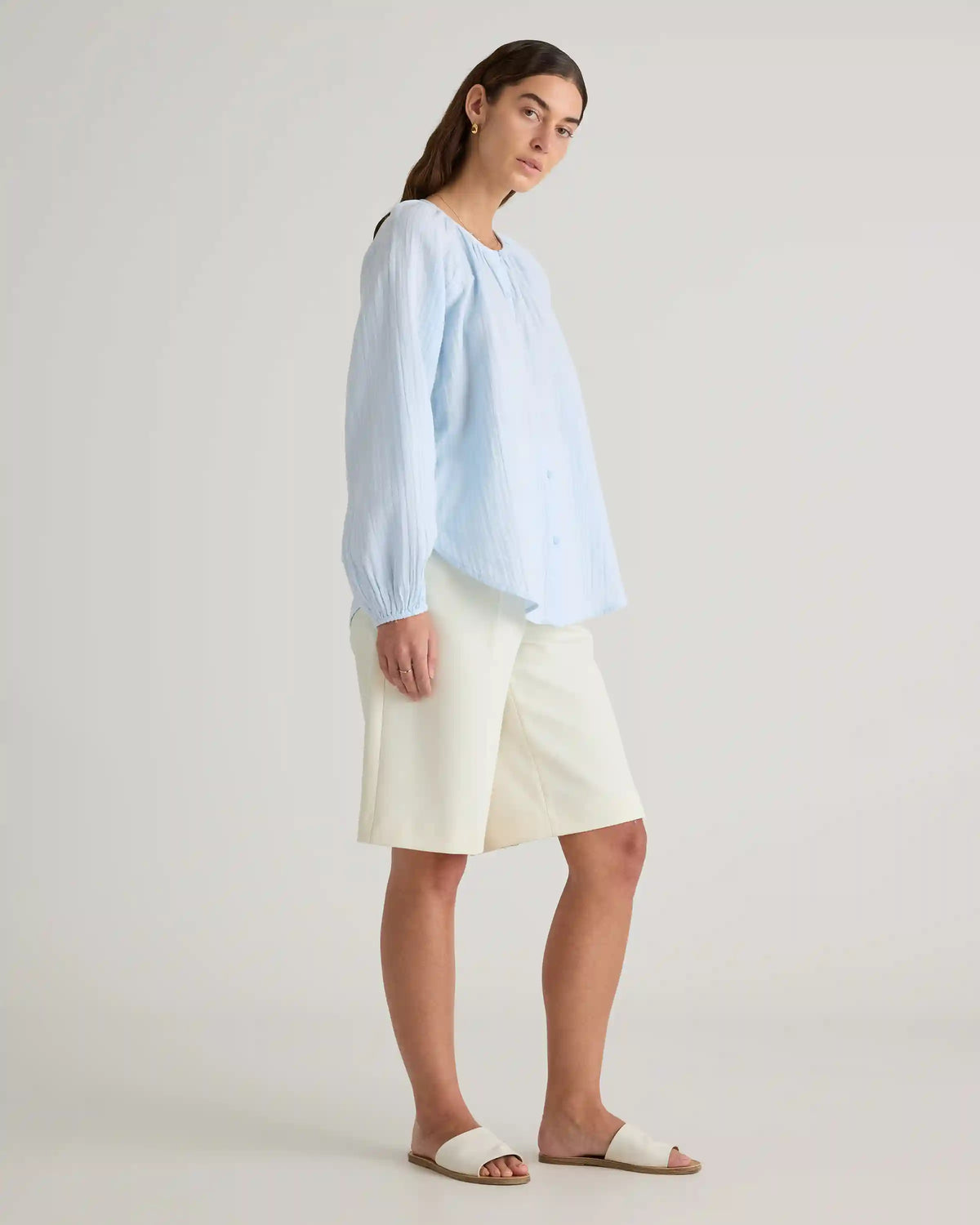 100% Organic Cotton Gauze Peasant Blouse