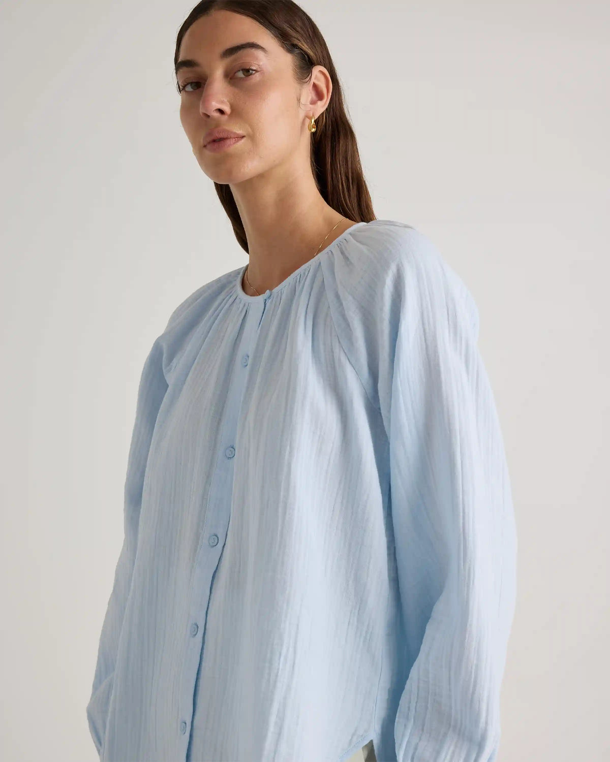 100% Organic Cotton Gauze Peasant Blouse