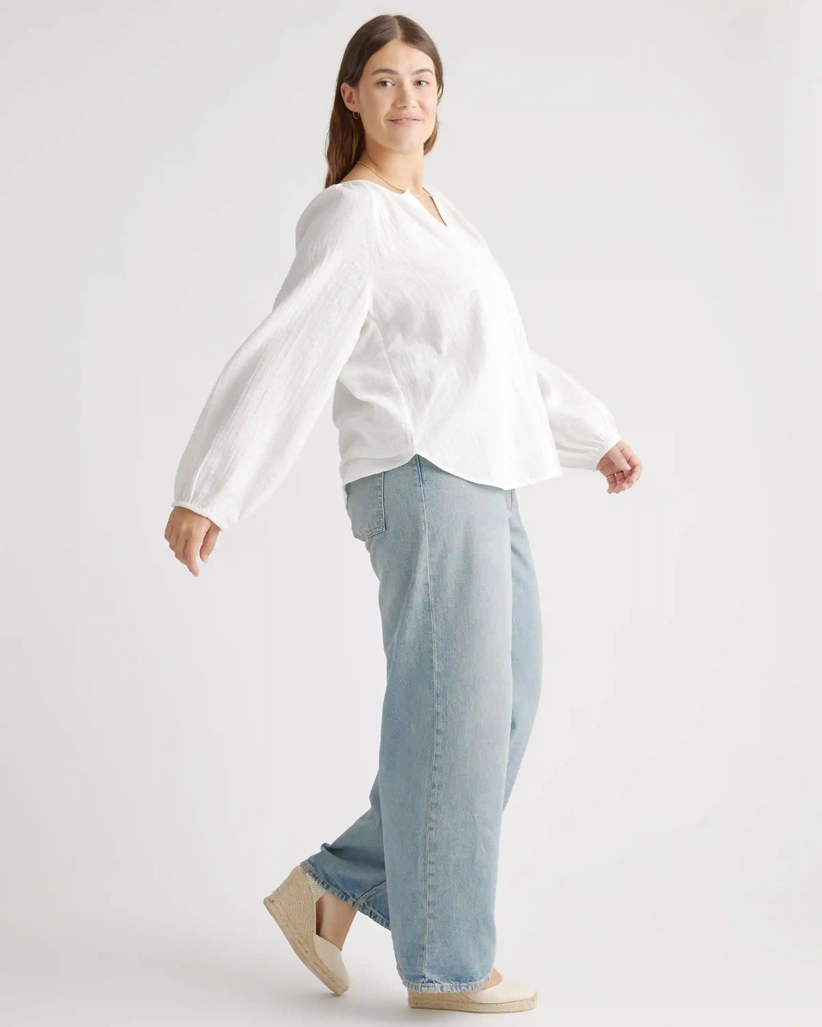 100% Organic Cotton Gauze Peasant Blouse