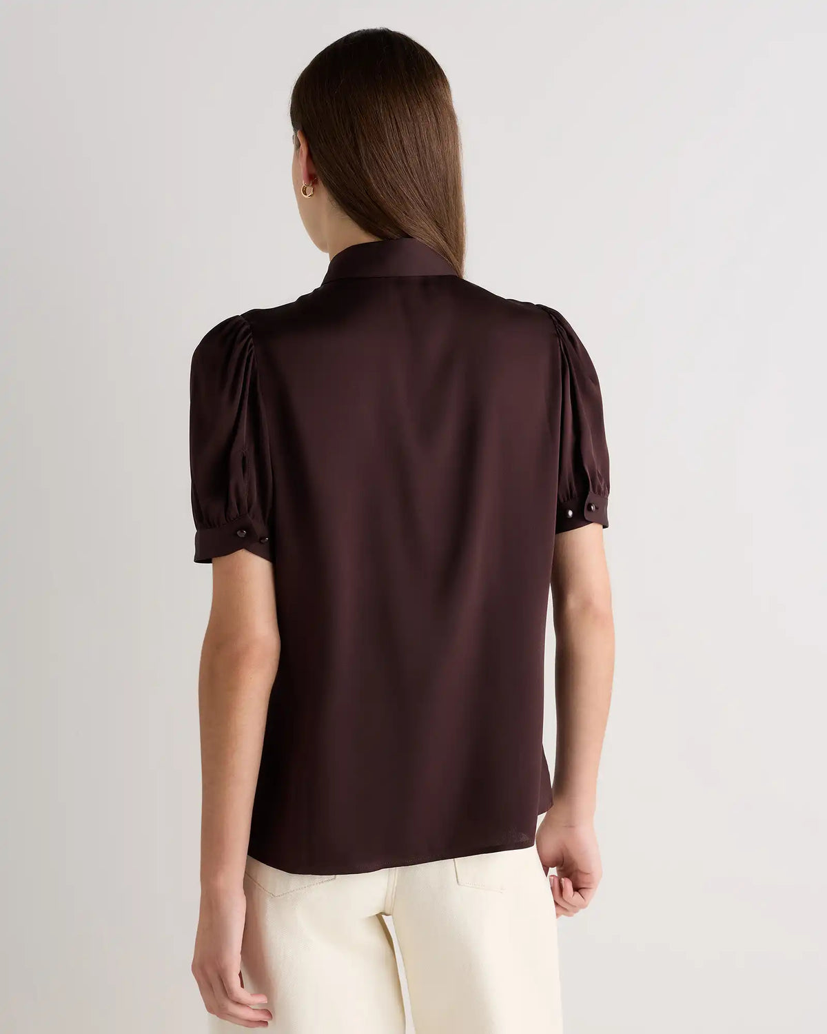 Washable Stretch Silk Puff Sleeve Blouse
