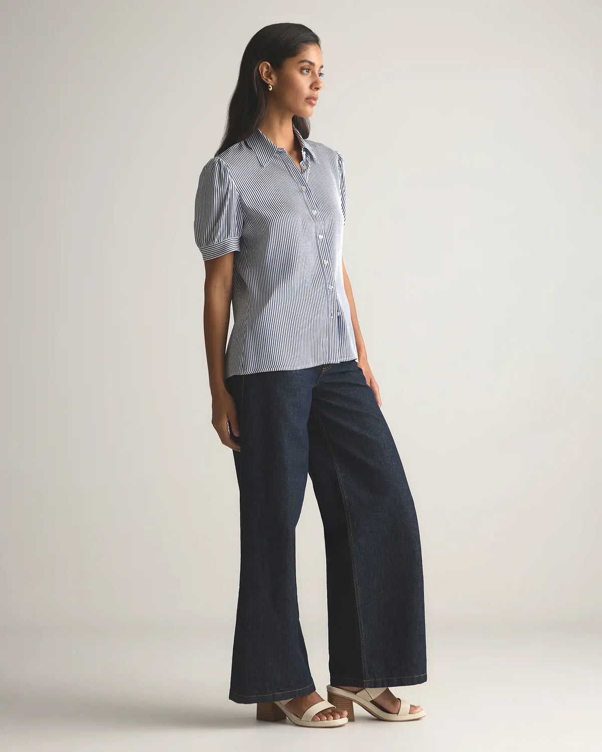Washable Stretch Silk Puff Sleeve Blouse