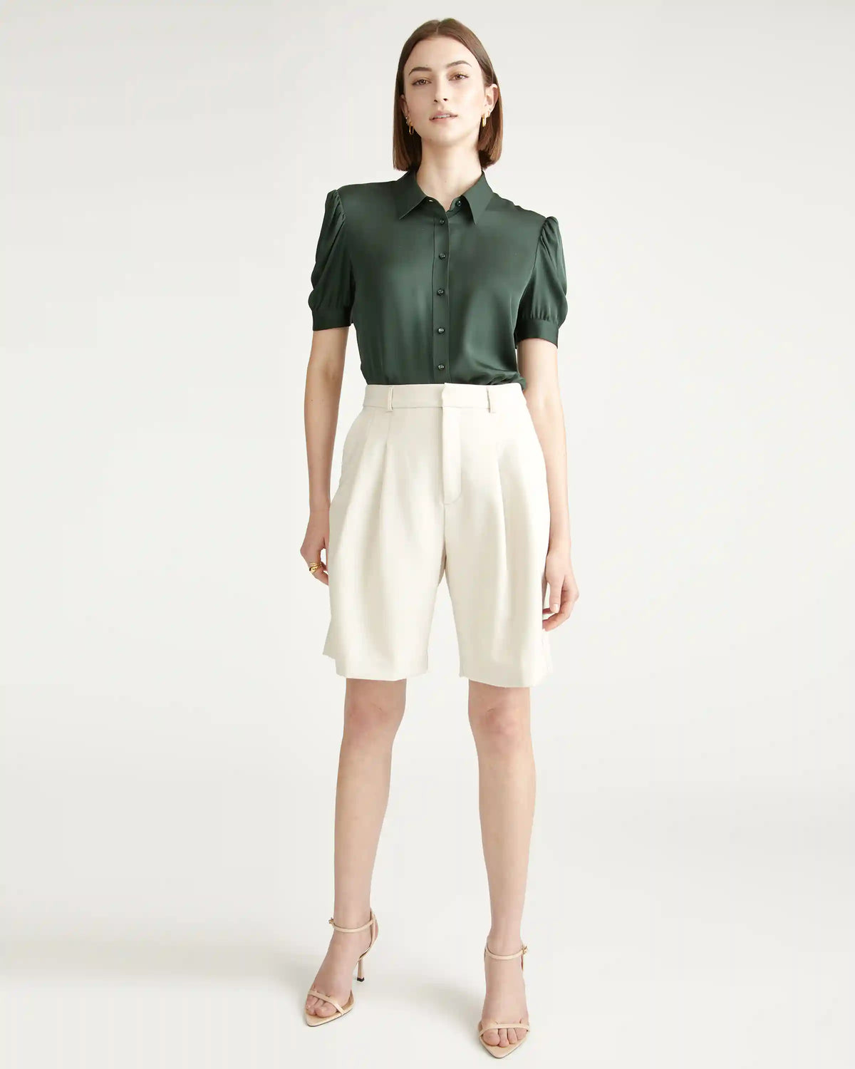 Washable Stretch Silk Puff Sleeve Blouse
