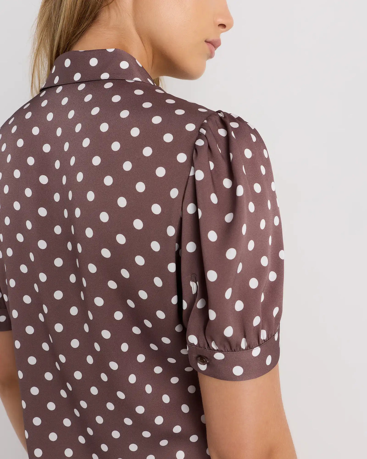 Washable Stretch Silk Puff Sleeve Blouse