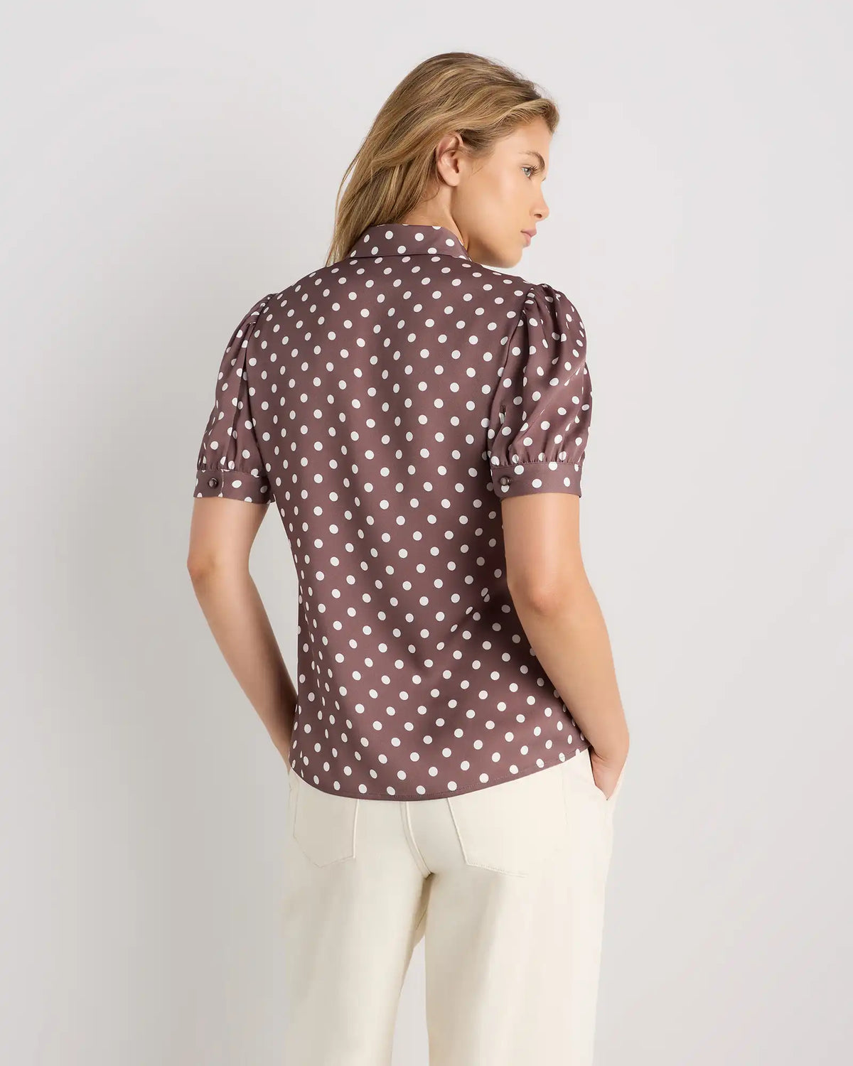 Washable Stretch Silk Puff Sleeve Blouse