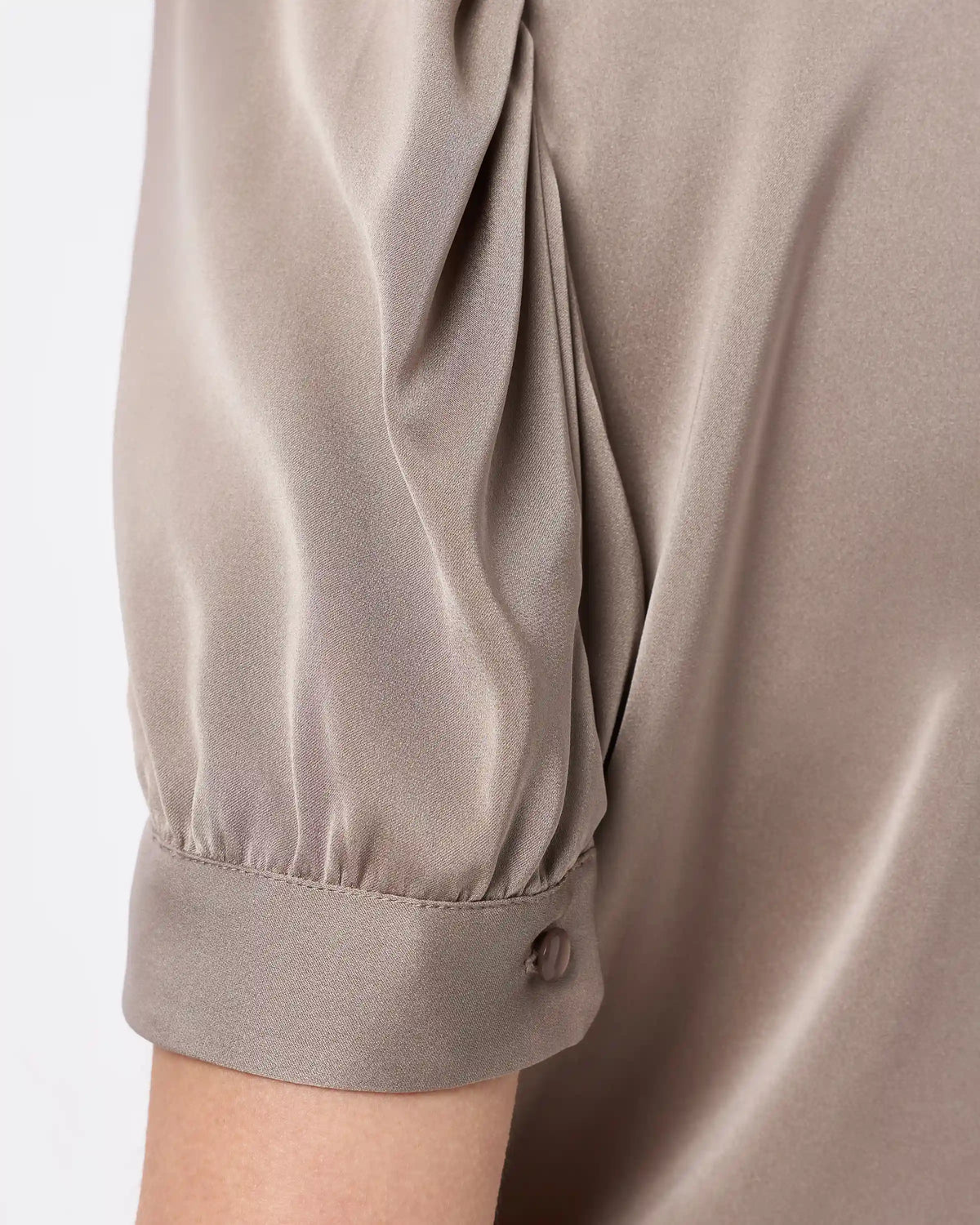 Washable Stretch Silk Puff Sleeve Blouse
