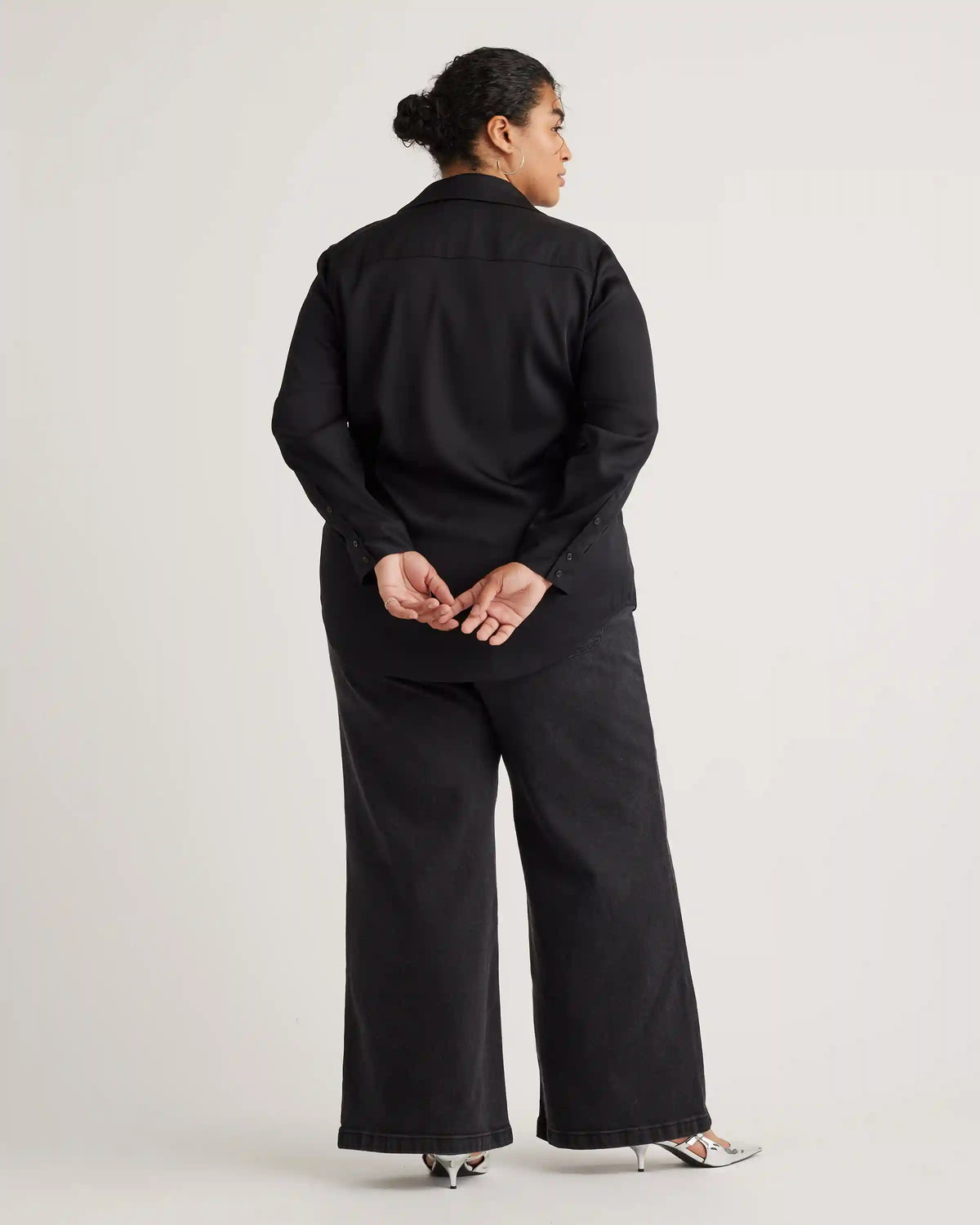 Washable Stretch Silk Notch Collar Blouse