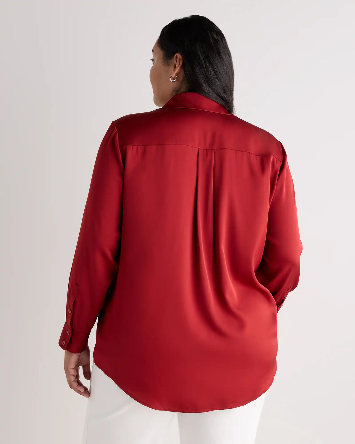 Washable Stretch Silk Notch Collar Blouse