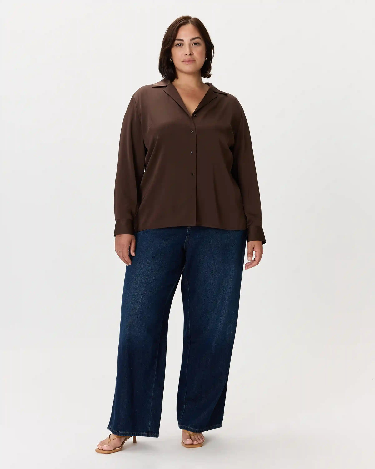 Washable Stretch Silk Notch Collar Blouse