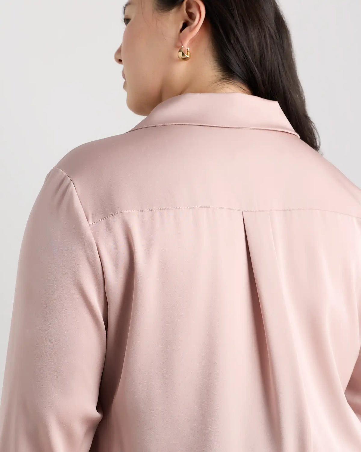 Washable Stretch Silk Notch Collar Blouse