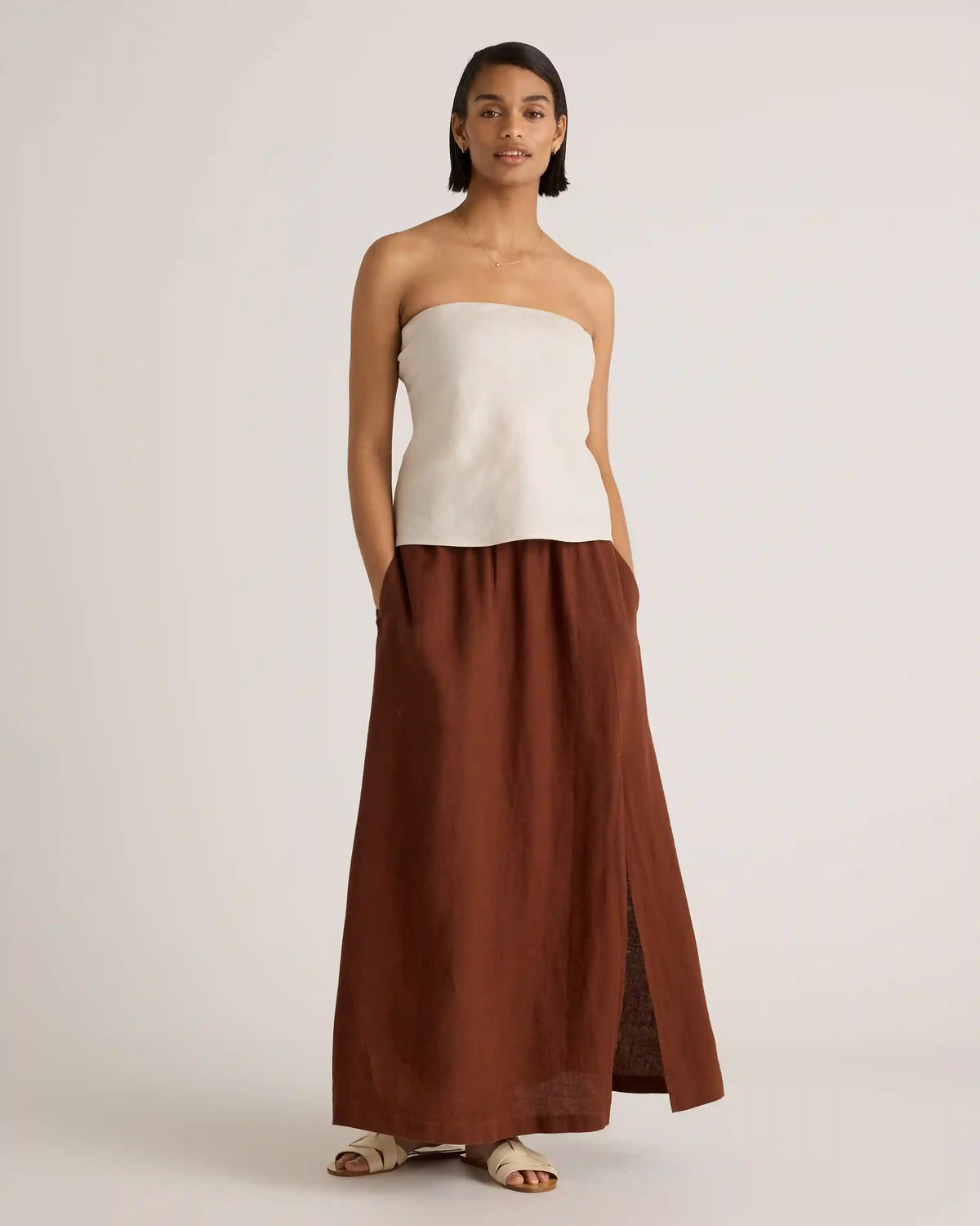 100% European Linen Strapless Top